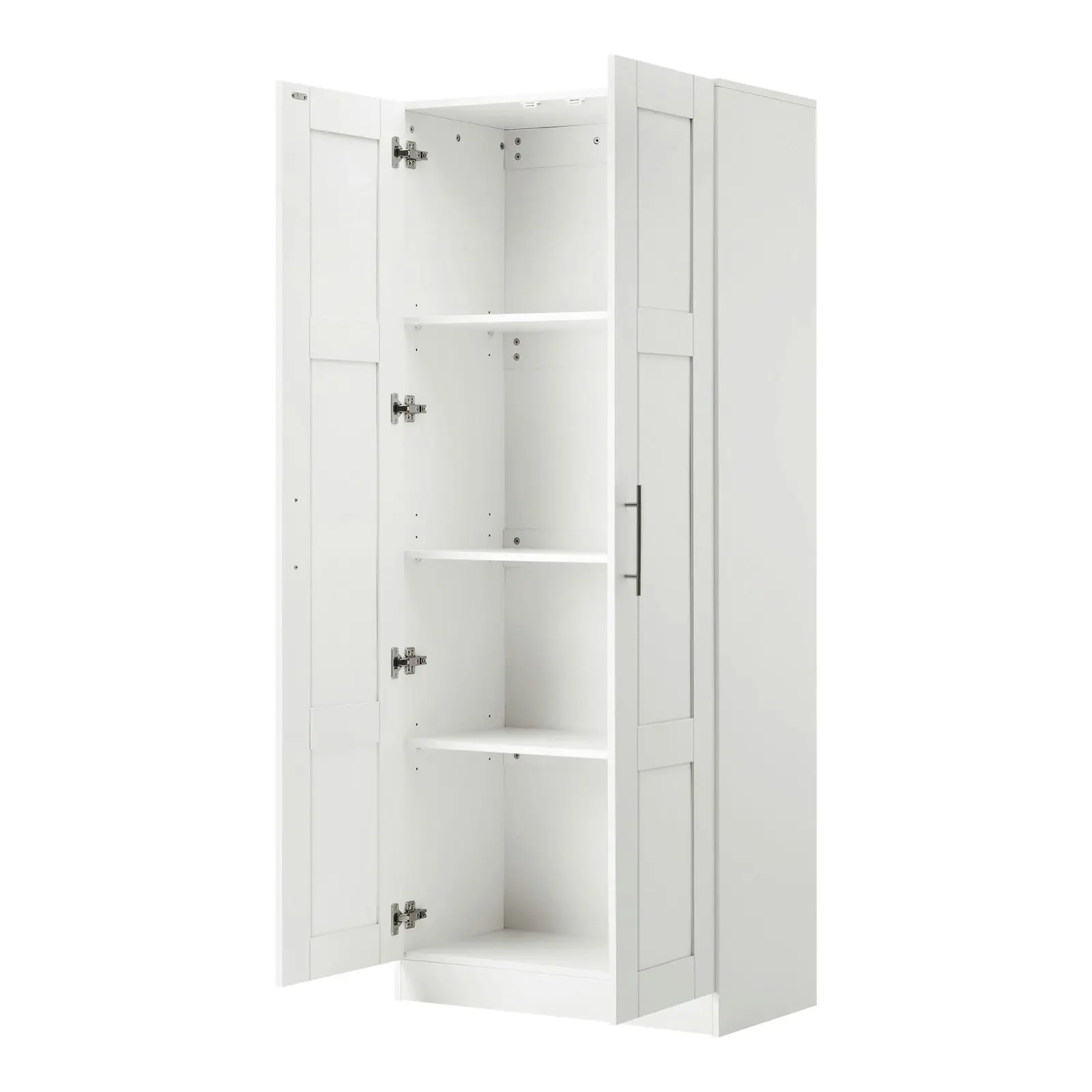 Oikiture Wardrobe Clothes Storage Cabinet Large Cupboard 2 Doors 4 Shelves White