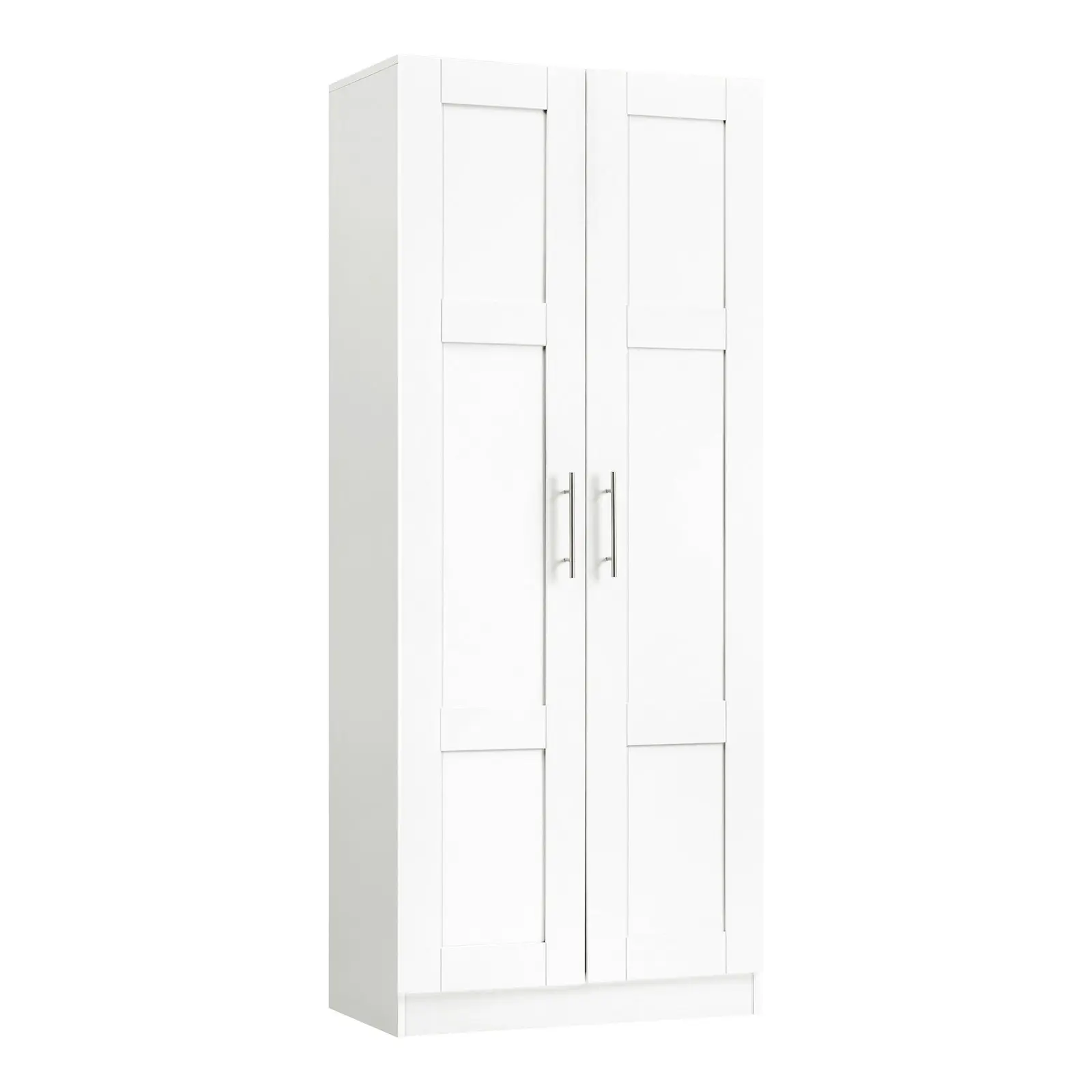 Oikiture Wardrobe Clothes Storage Cabinet Large Cupboard 2 Doors 4 Shelves White