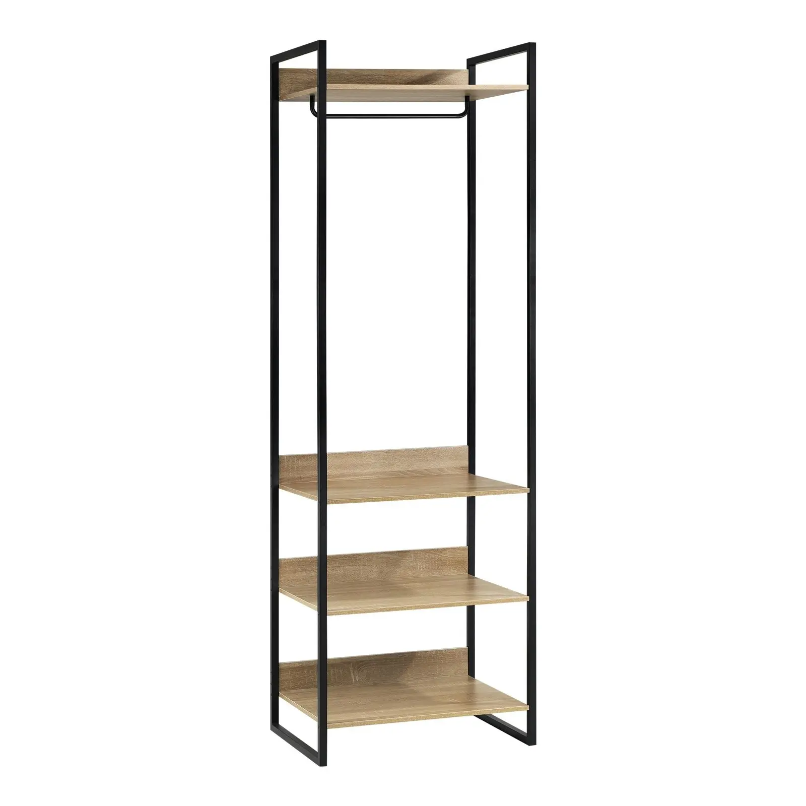 Oikiture Clothes Rack Open Wardrobe Garment Coat 4 shelves Hanging Rail Metal