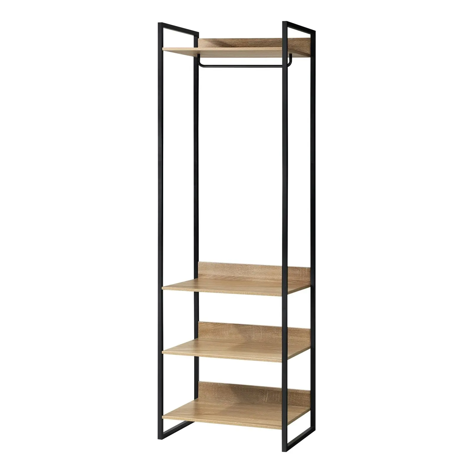 Oikiture Clothes Rack Open Wardrobe Garment Coat 4 shelves Hanging Rail Metal