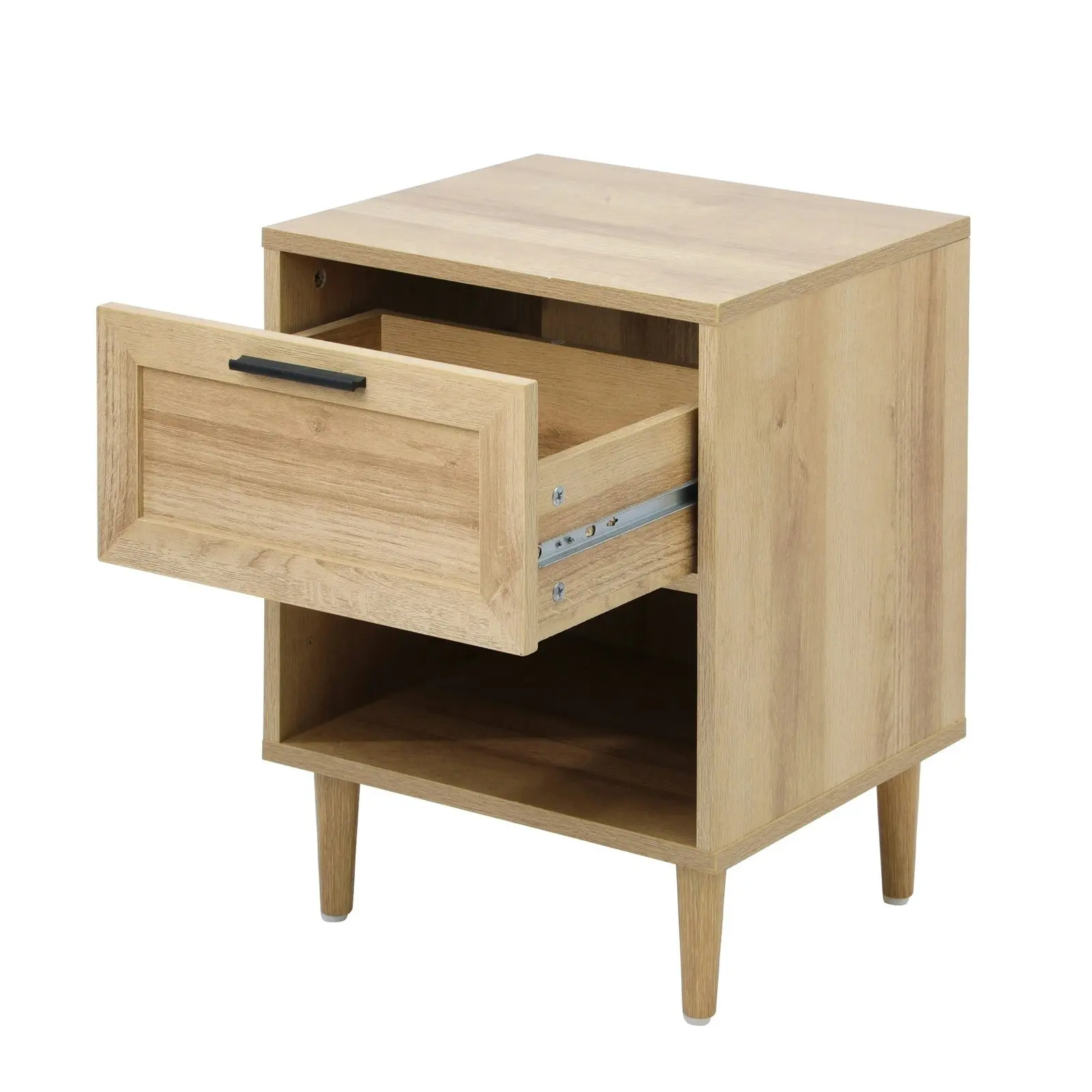 Oikiture Bedside Table Nightstand Side End Table Bedroom Storage Cabinet Natural