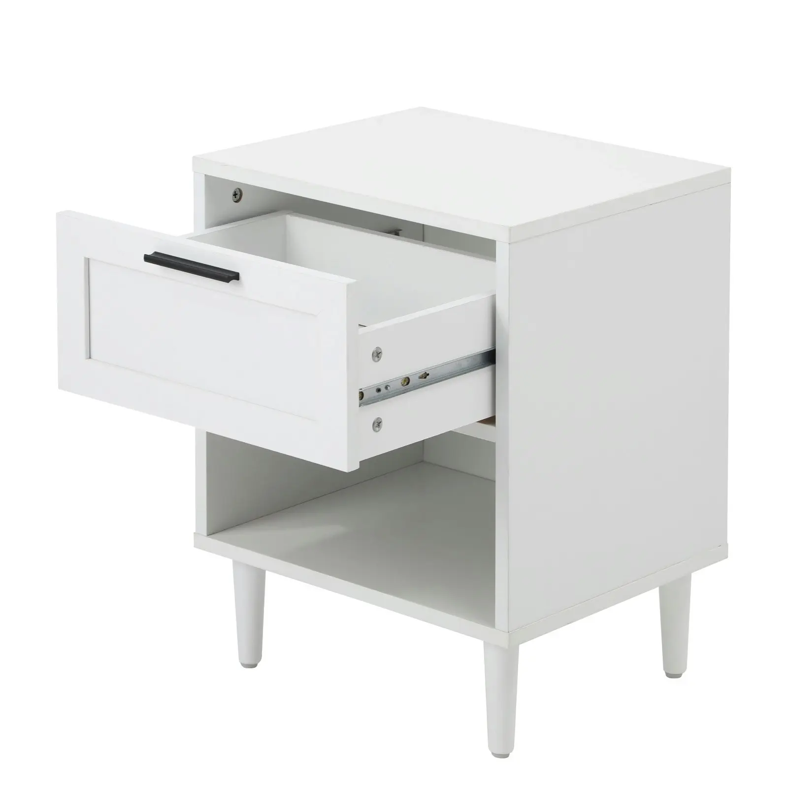 Oikiture Bedside Table Nightstand Side End Table Bedroom Storage Cabinet White