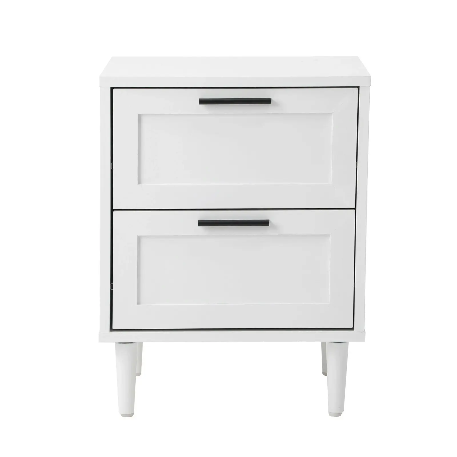 Oikiture Bedside Table Nightstand 2 Drawers Side End Table Bedroom Storage White