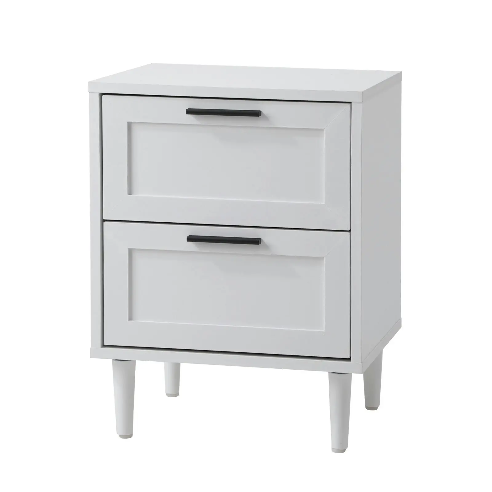 Oikiture Bedside Table Nightstand 2 Drawers Side End Table Bedroom Storage White