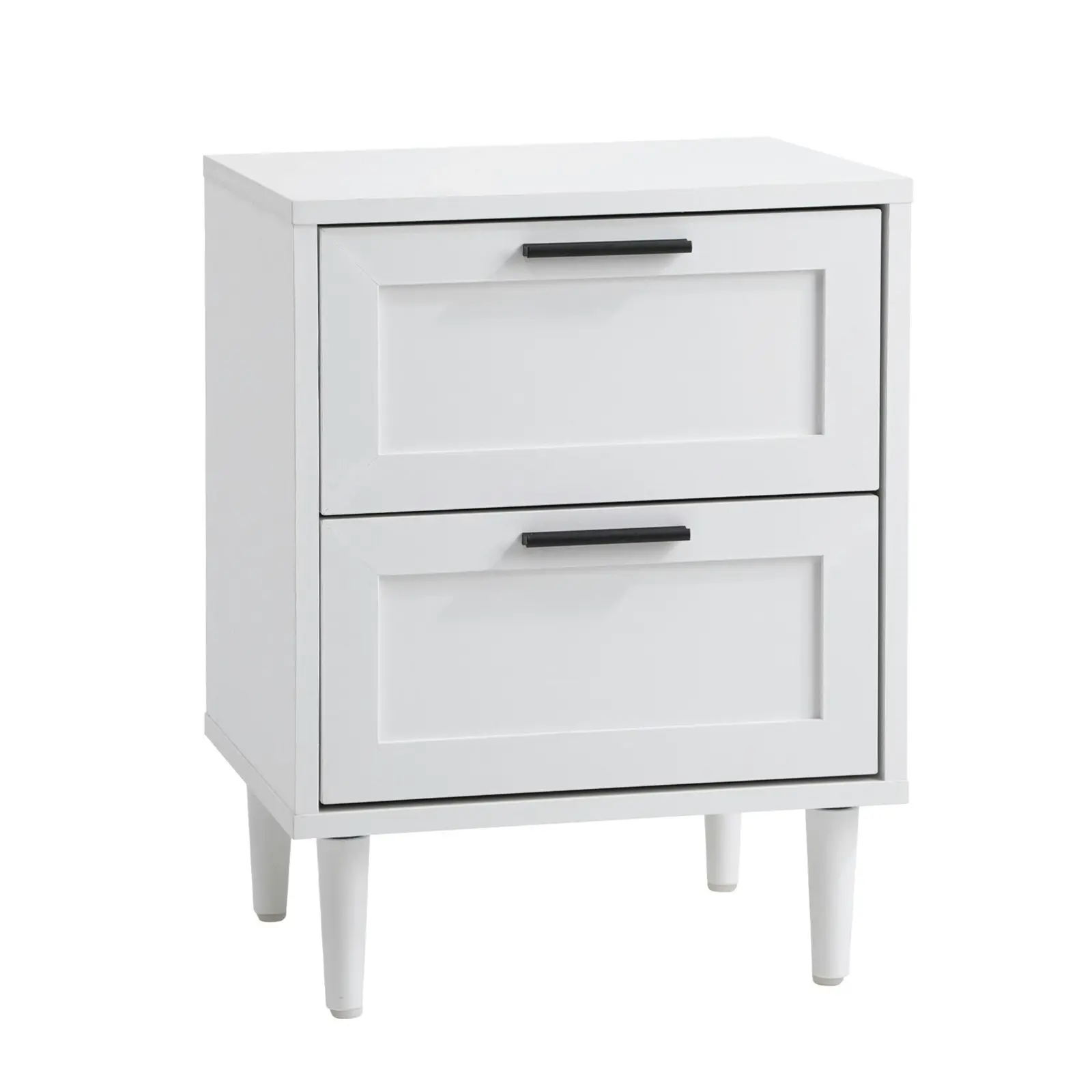 Oikiture Bedside Table Nightstand 2 Drawers Side End Table Bedroom Storage White