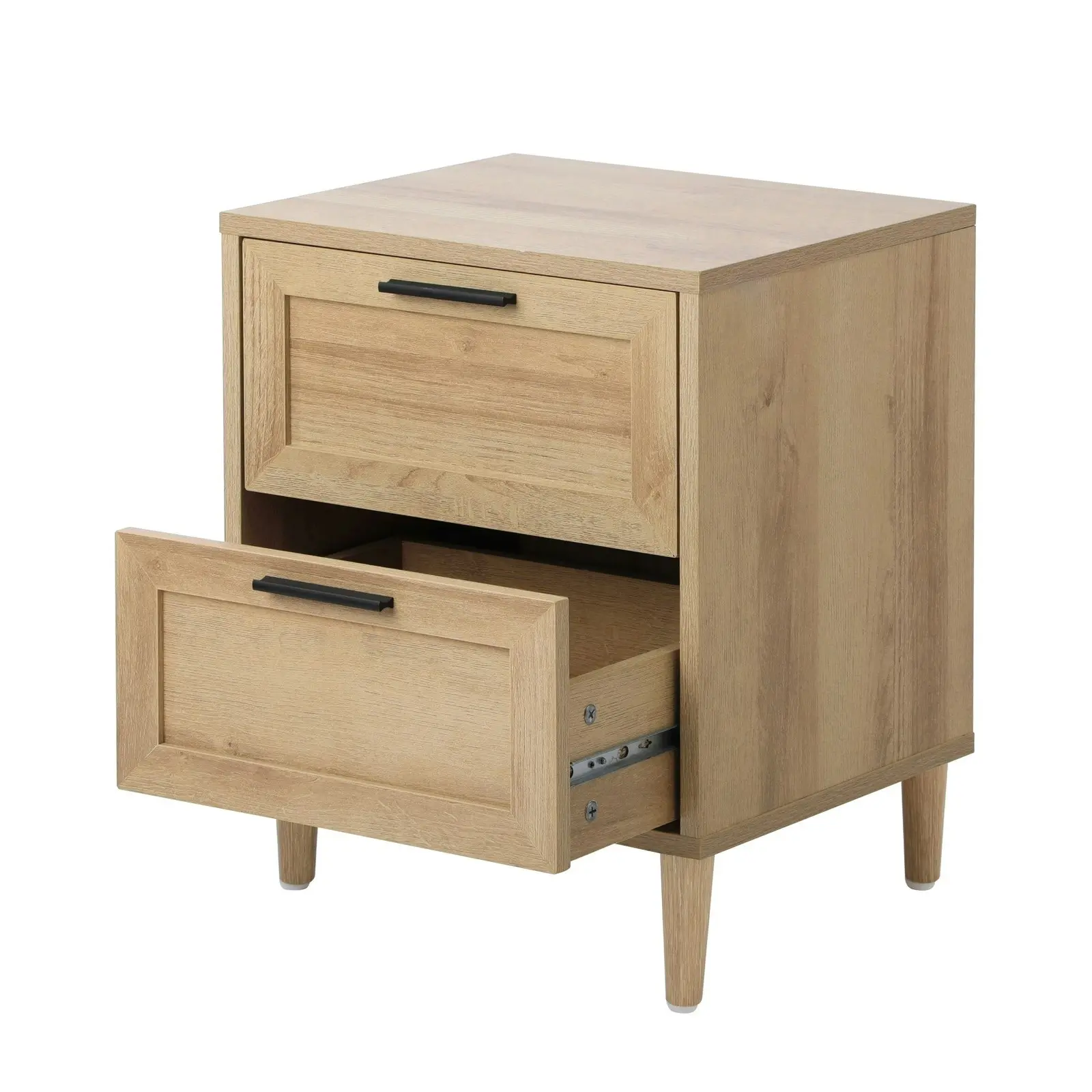 Oikiture Bedside Table Nightstand 2 Drawers Side End Table Storage Natural