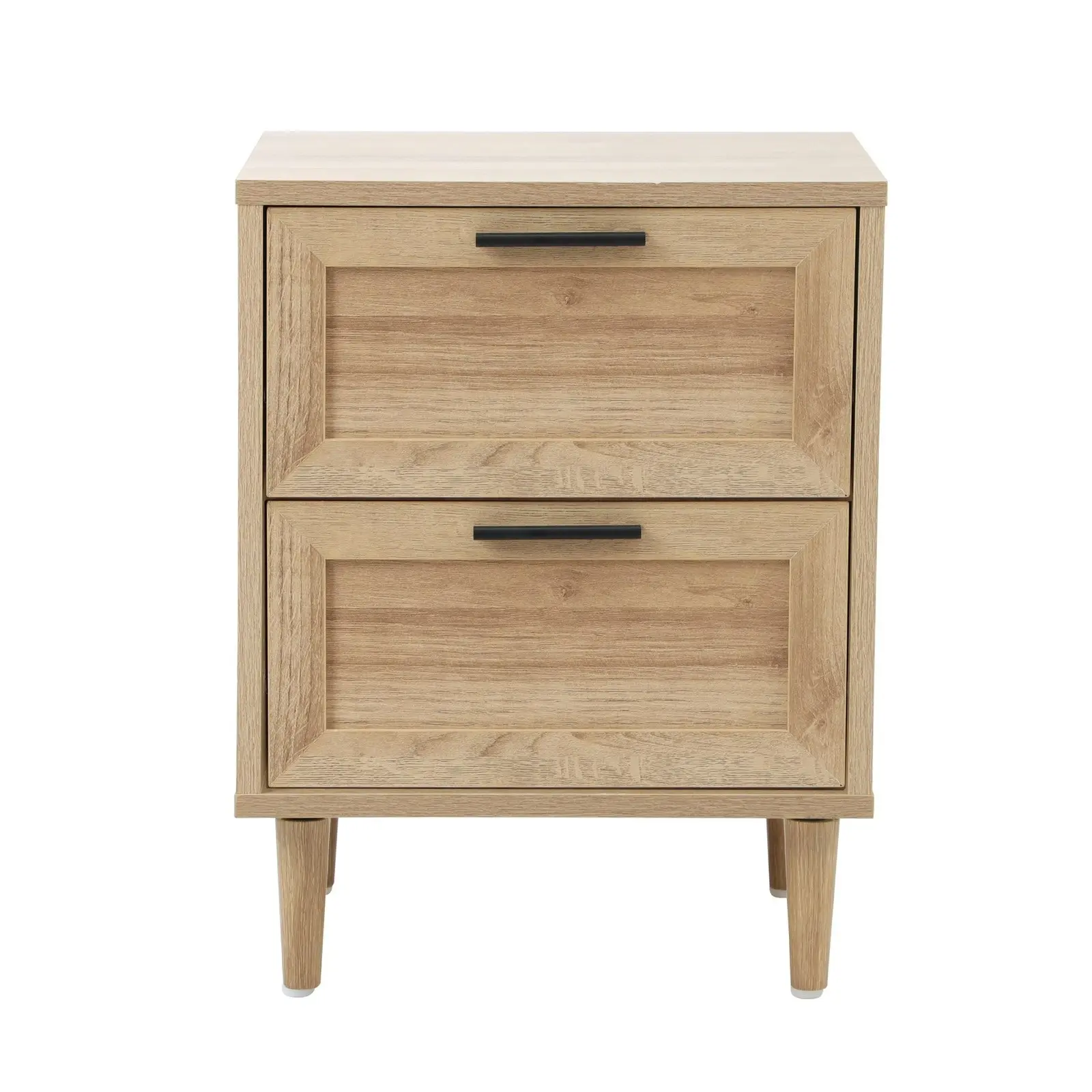 Oikiture Bedside Table Nightstand 2 Drawers Side End Table Storage Natural