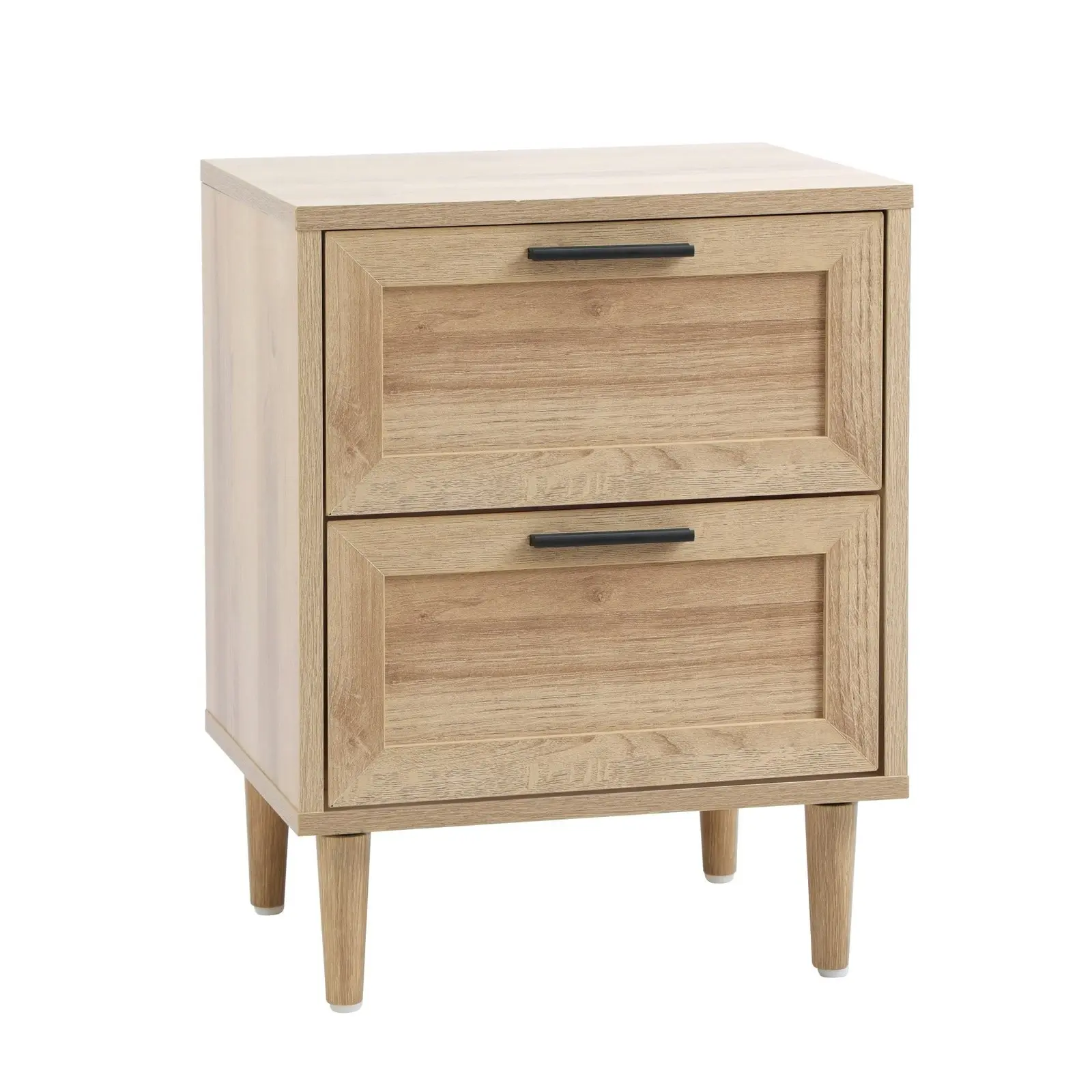 Oikiture Bedside Table Nightstand 2 Drawers Side End Table Storage Natural