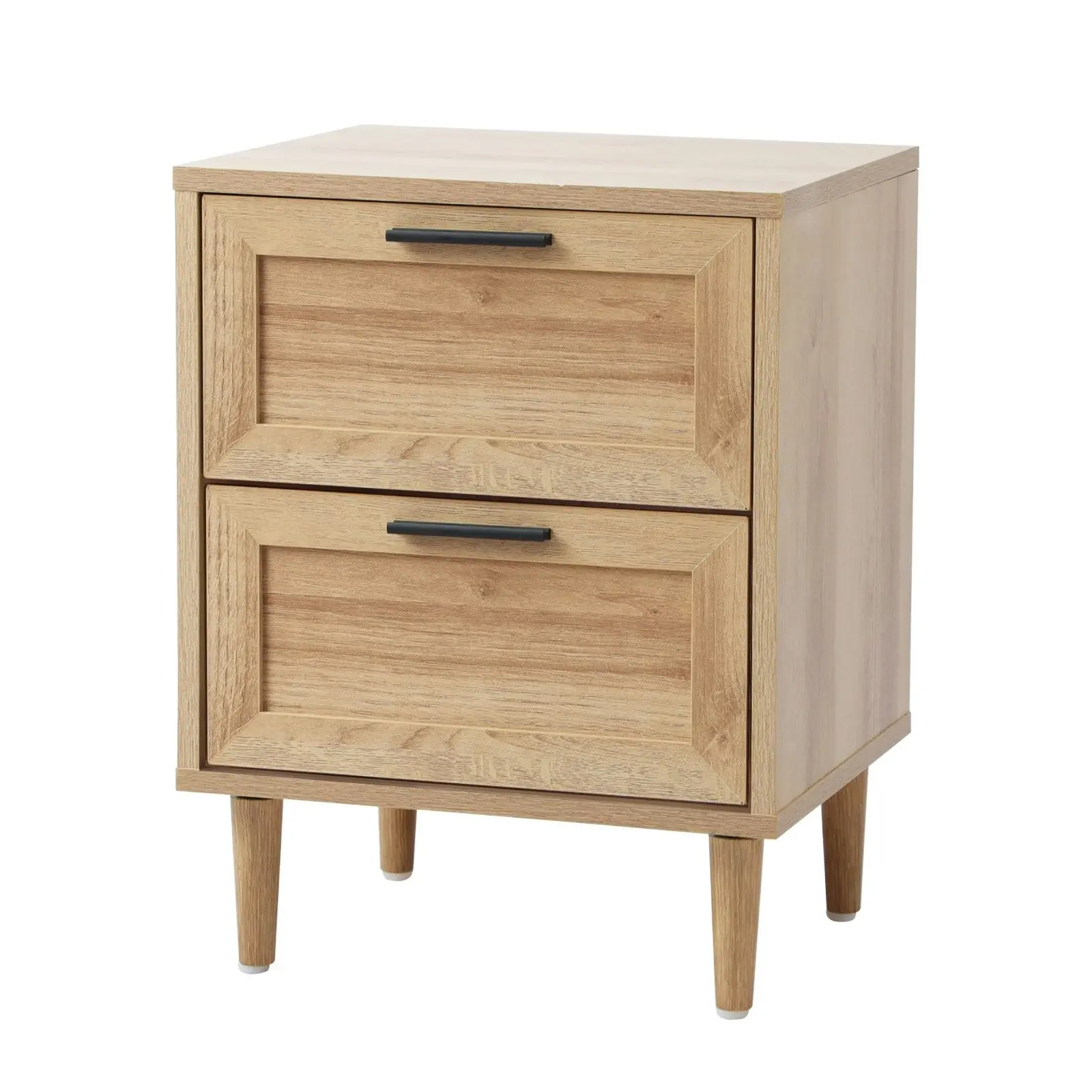 Oikiture Bedside Table Nightstand 2 Drawers Side End Table Storage Natural