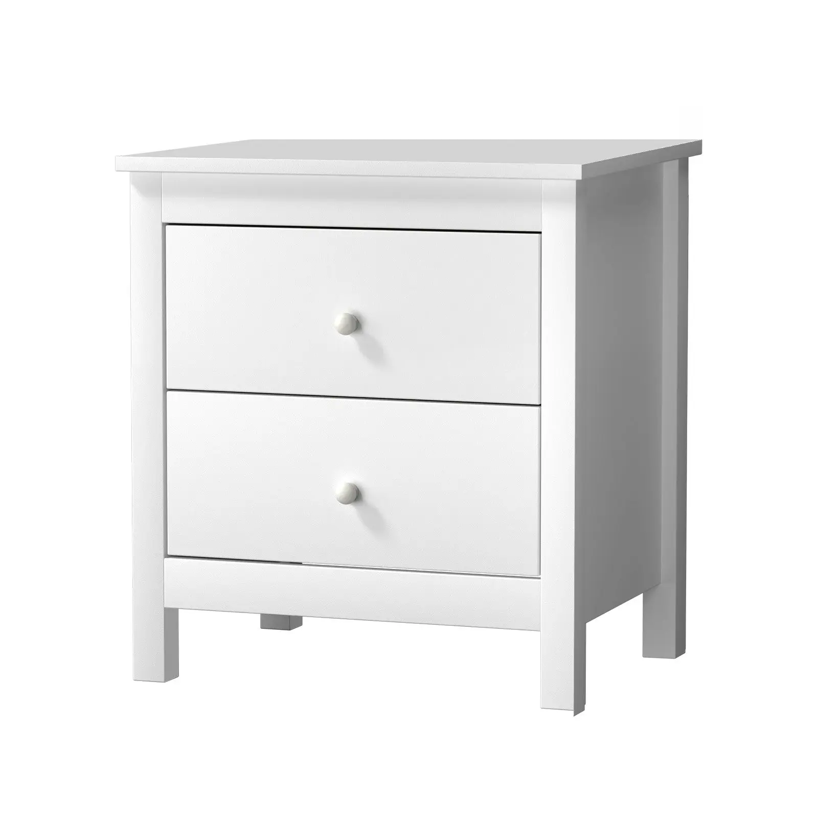 Oikiture Bedside Table Nightstand Side End Table Storage Cabinet 2 Drawers White