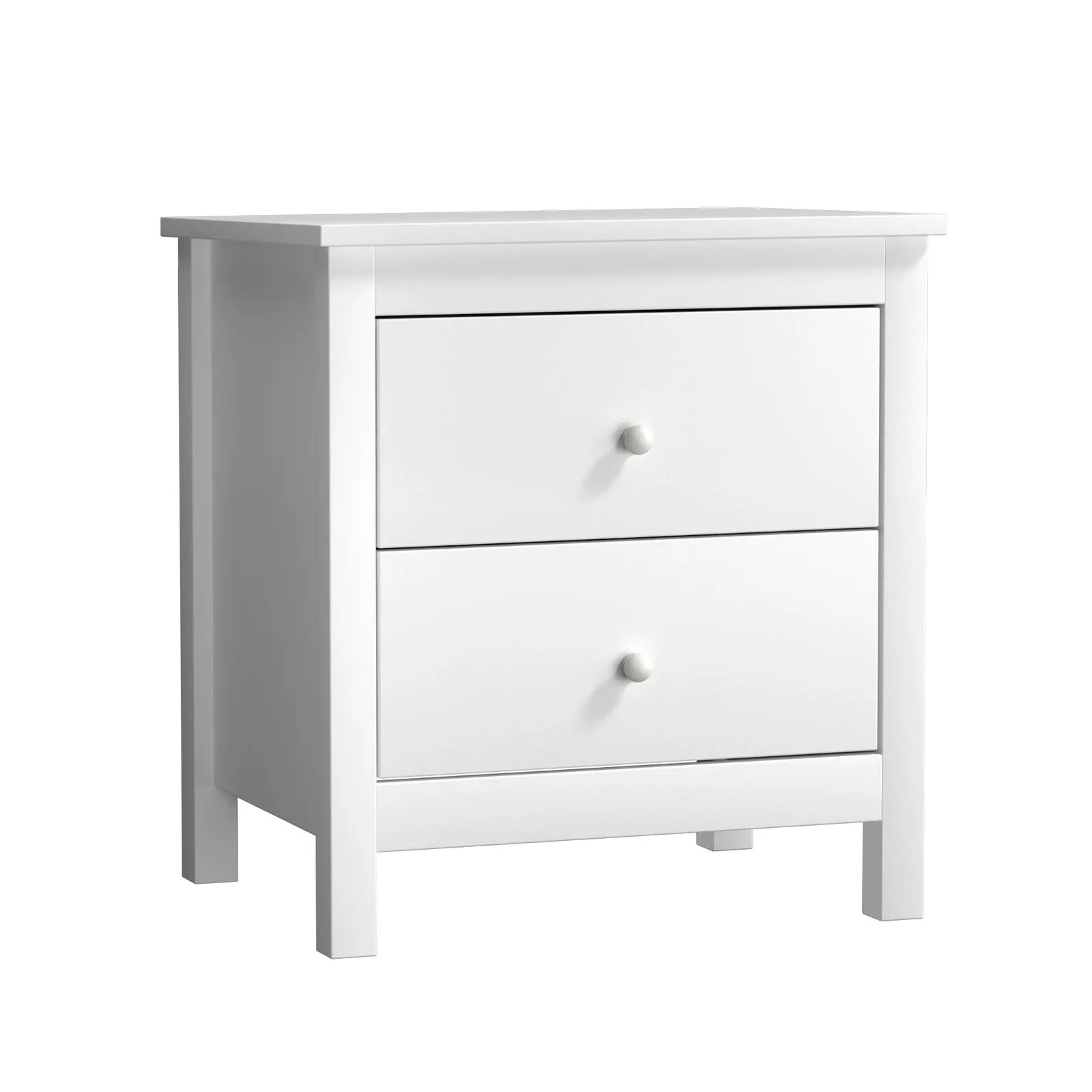 Oikiture Bedside Table Nightstand Side End Table Storage Cabinet 2 Drawers White