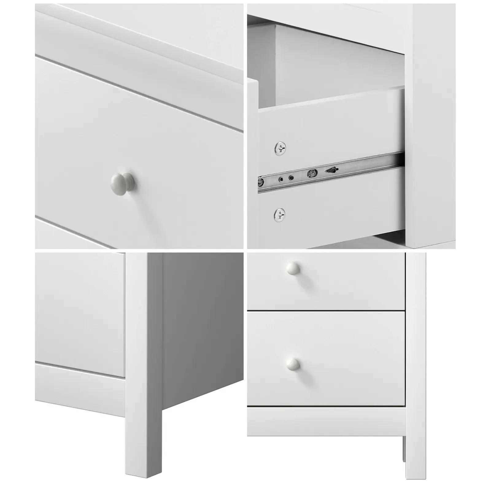 Oikiture Bedside Table Nightstand Side End Table Storage Cabinet 2 Drawers White