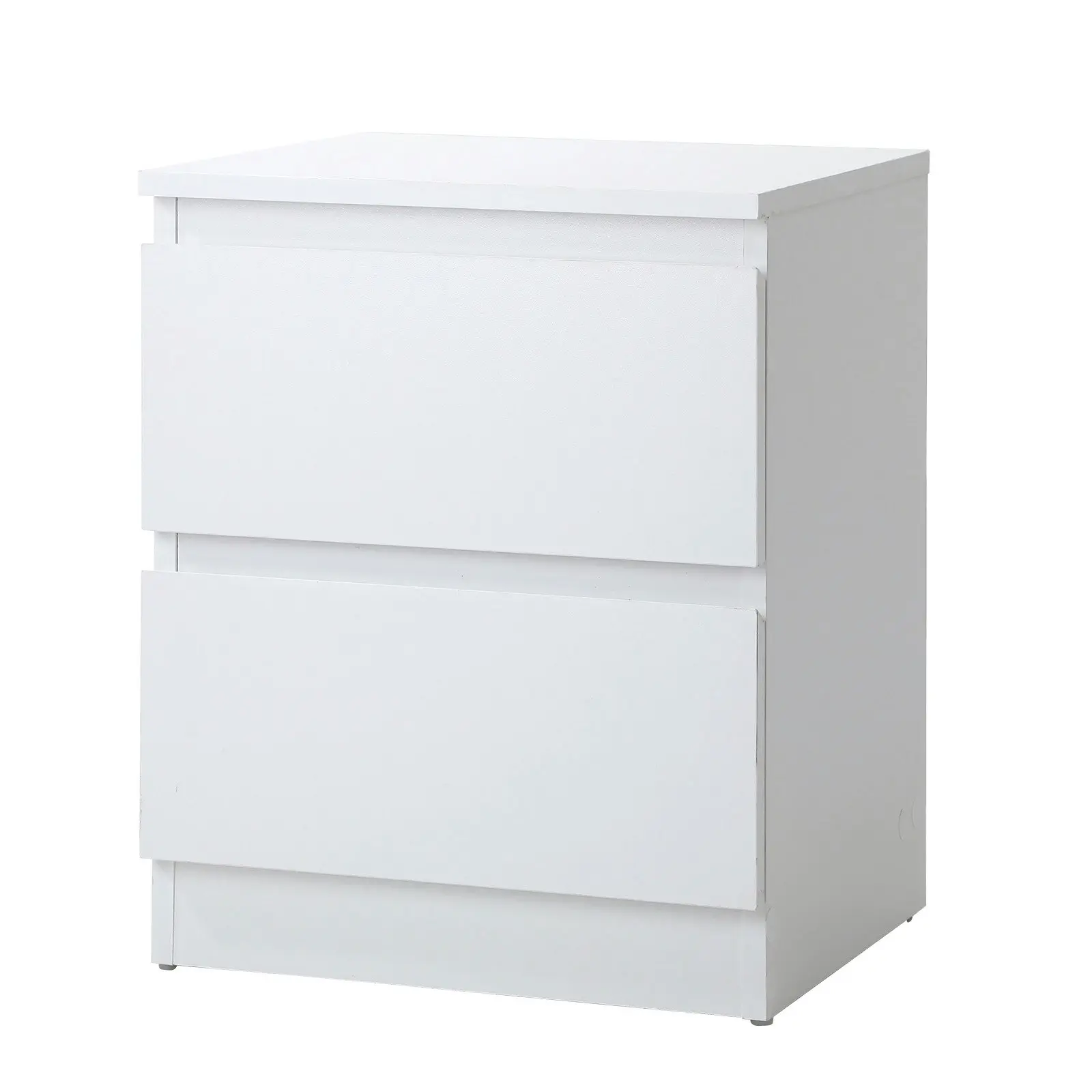 Oikiture Bedside Table Nightstand 2 Drawers Side End Table Storage Cabinet White