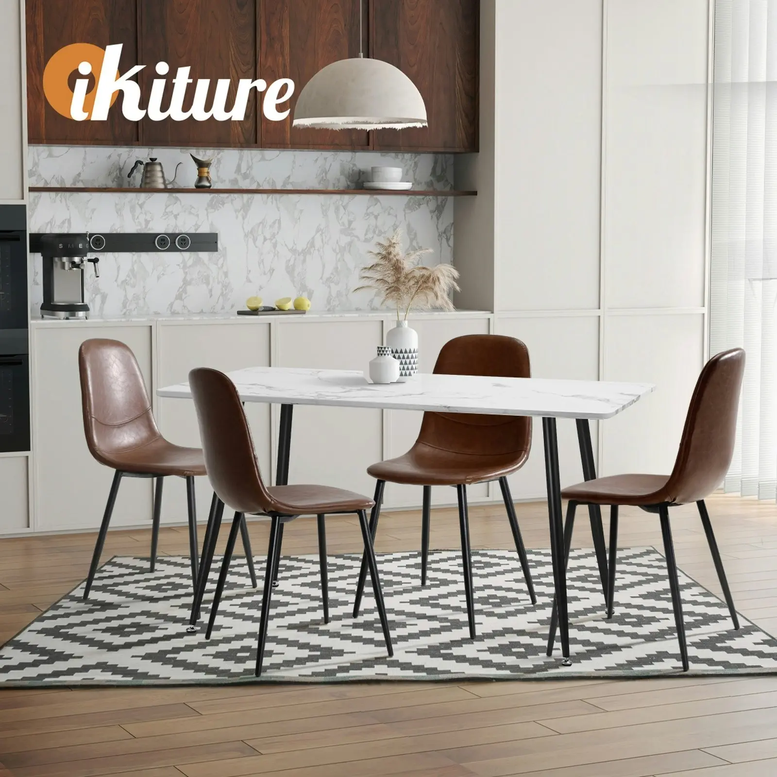 Oikiture 8x Dining Chairs Kitchen Accent Chair Lounge Room PU Leather Brown