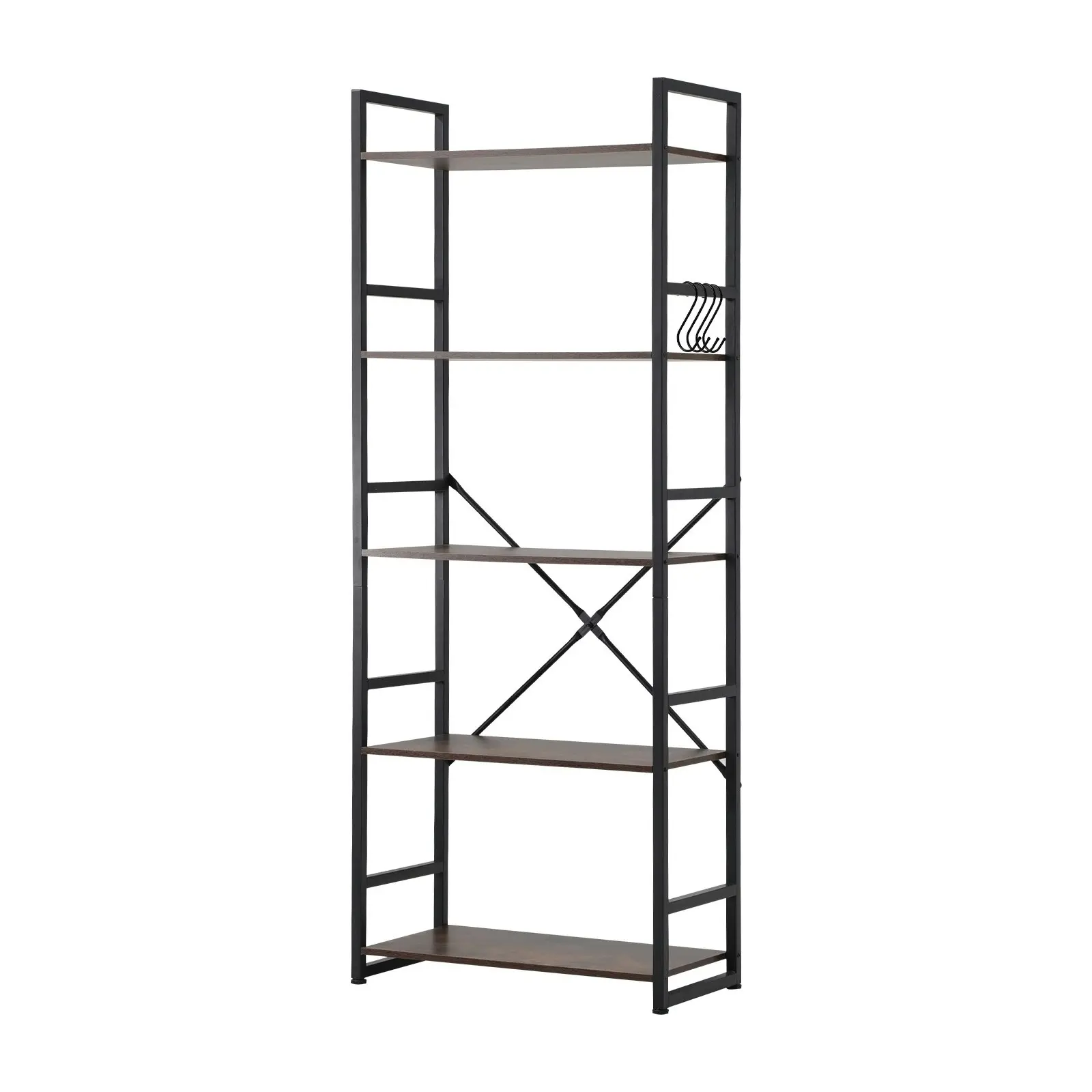 Oikiture Display Shelf 5-Tier Shelves Bookshelf Storage Bookcase Stand Rack 60CM