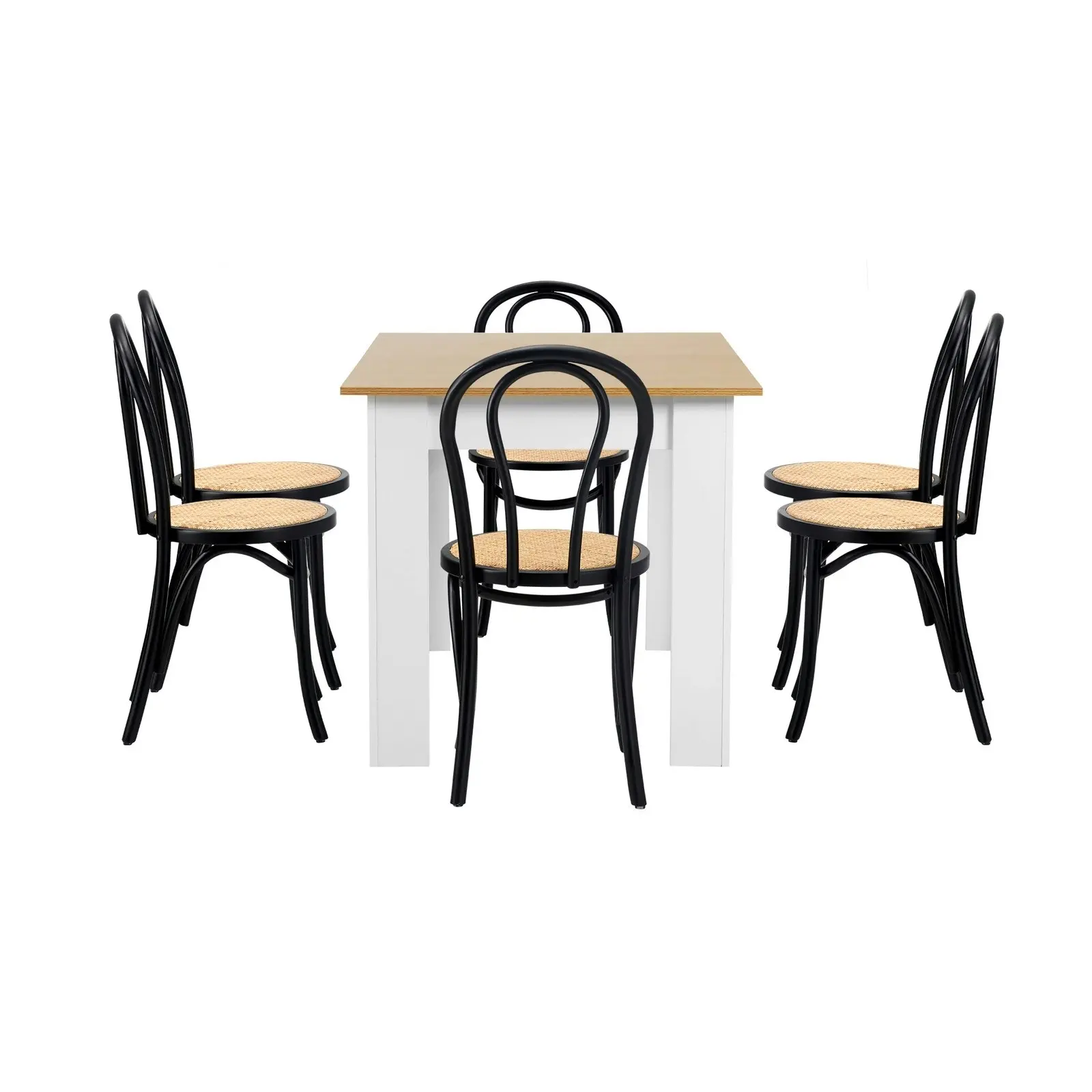 Oikiture 7PCS Dining sets 160cm Extendable Table with Crossback Chairs Black