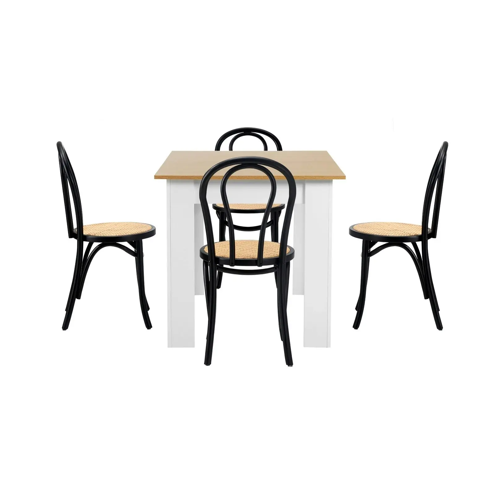 Oikiture 5PCS Dining sets 160cm Extendable Table with Crossback Chairs Black