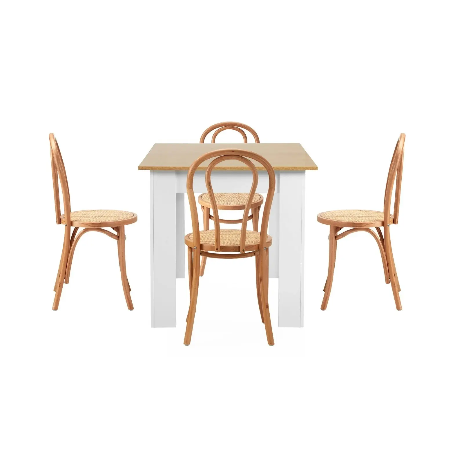 Oikiture 5PCS Dining sets 160cm Extendable Table with Crossback Chairs Natural