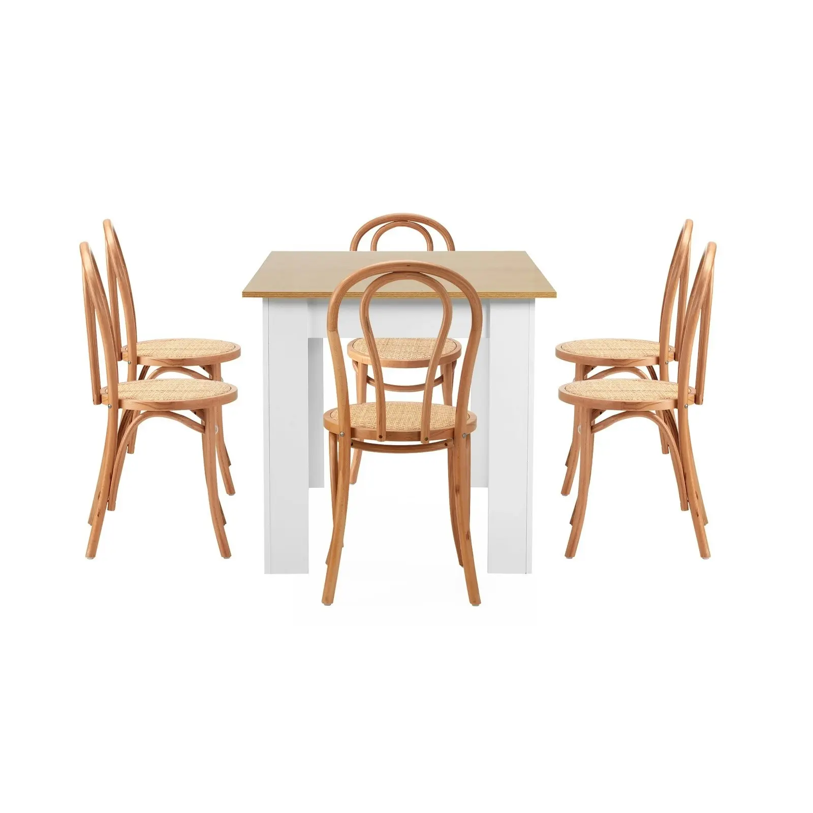 Oikiture 7PCS Dining sets 160cm Extendable Table with Crossback Chairs Natural