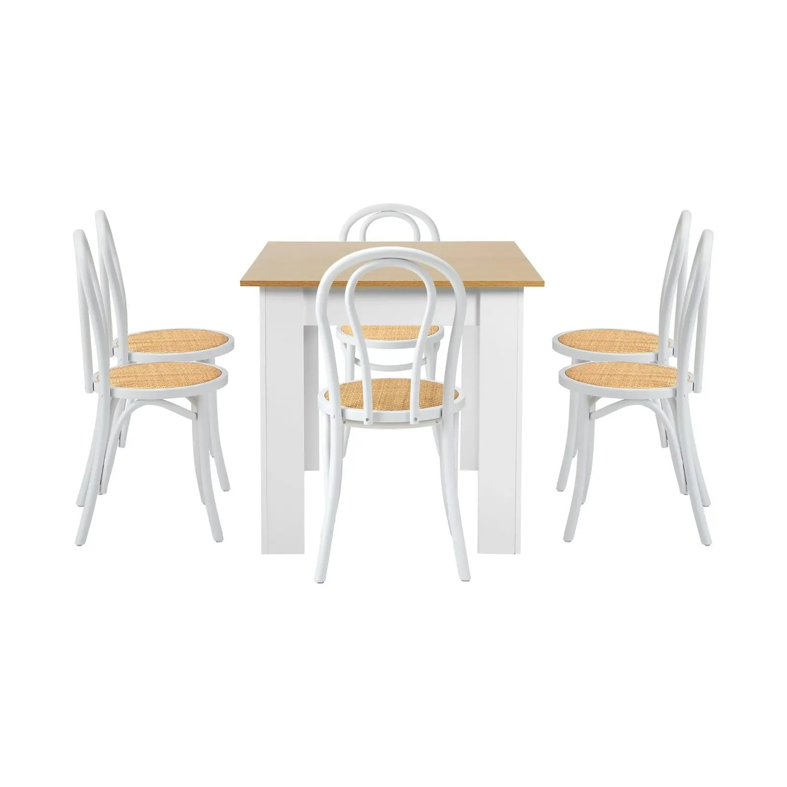 Oikiture 7PCS Dining sets 160cm Extendable Table with Crossback Chairs White