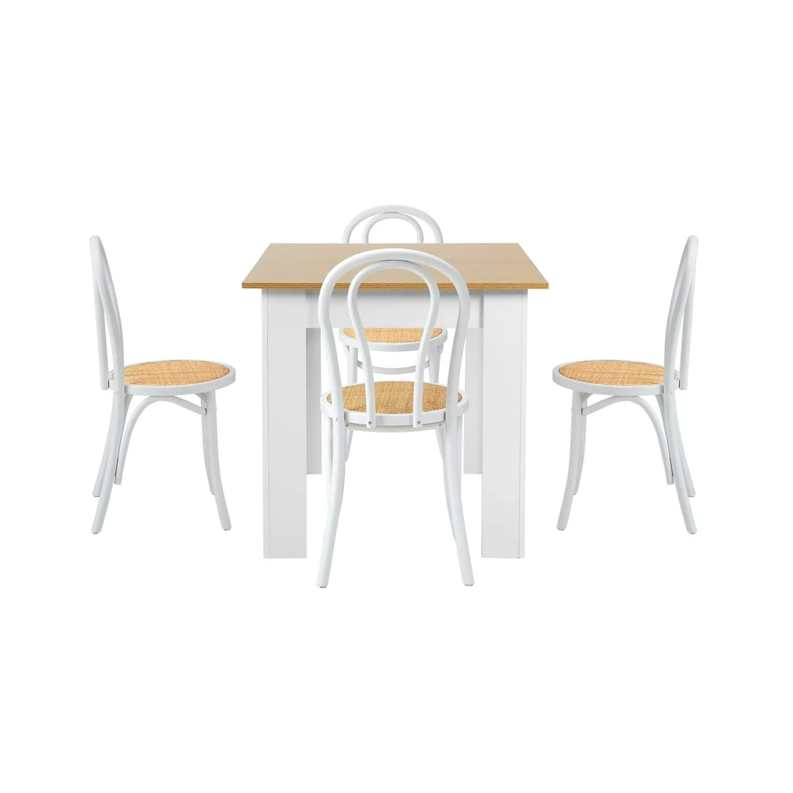 Oikiture 5PCS Dining sets 160cm Extendable Table with Crossback Chairs White