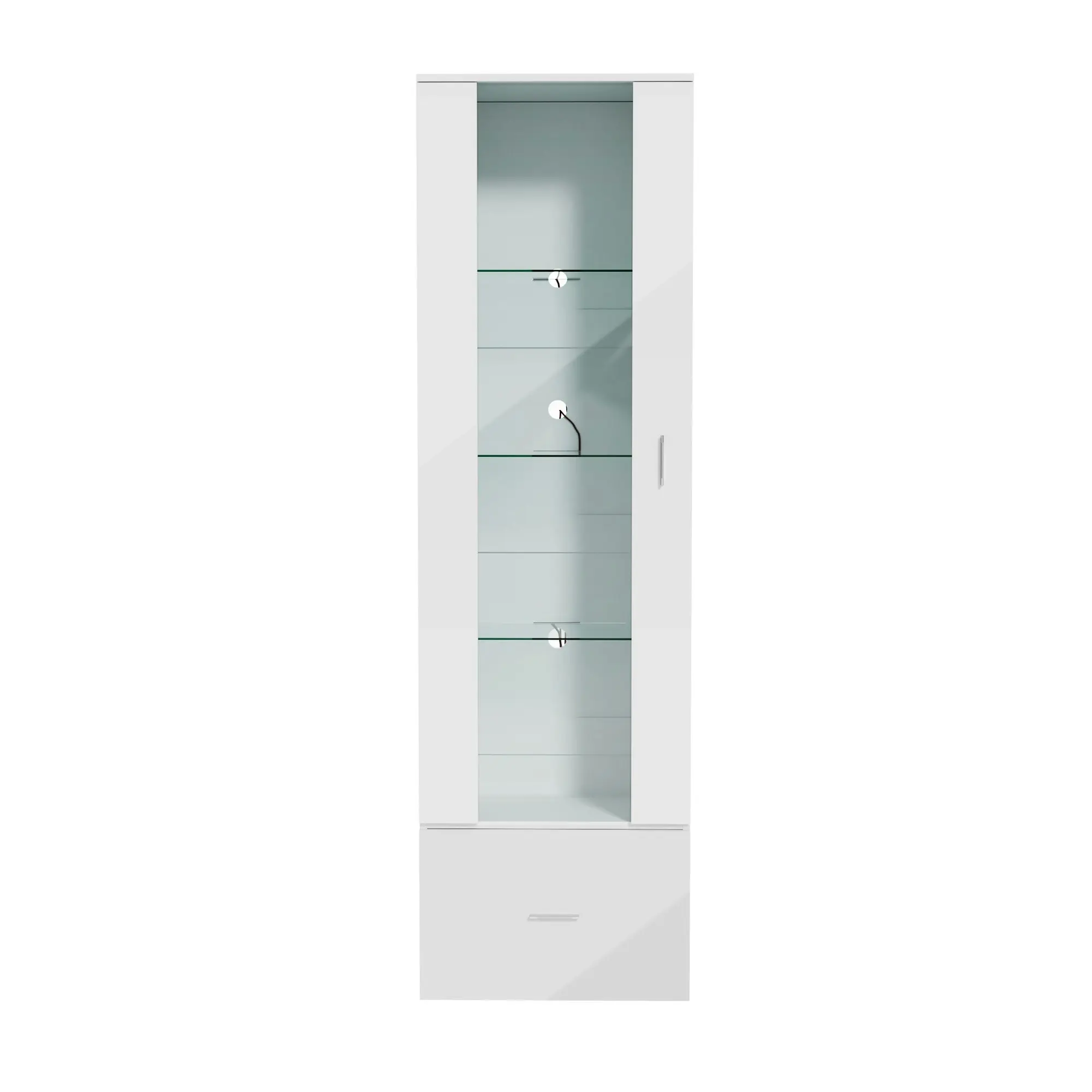 Oikiture Display Cabinet Buffet Sideboard LED Light High Gloss Glass Door White