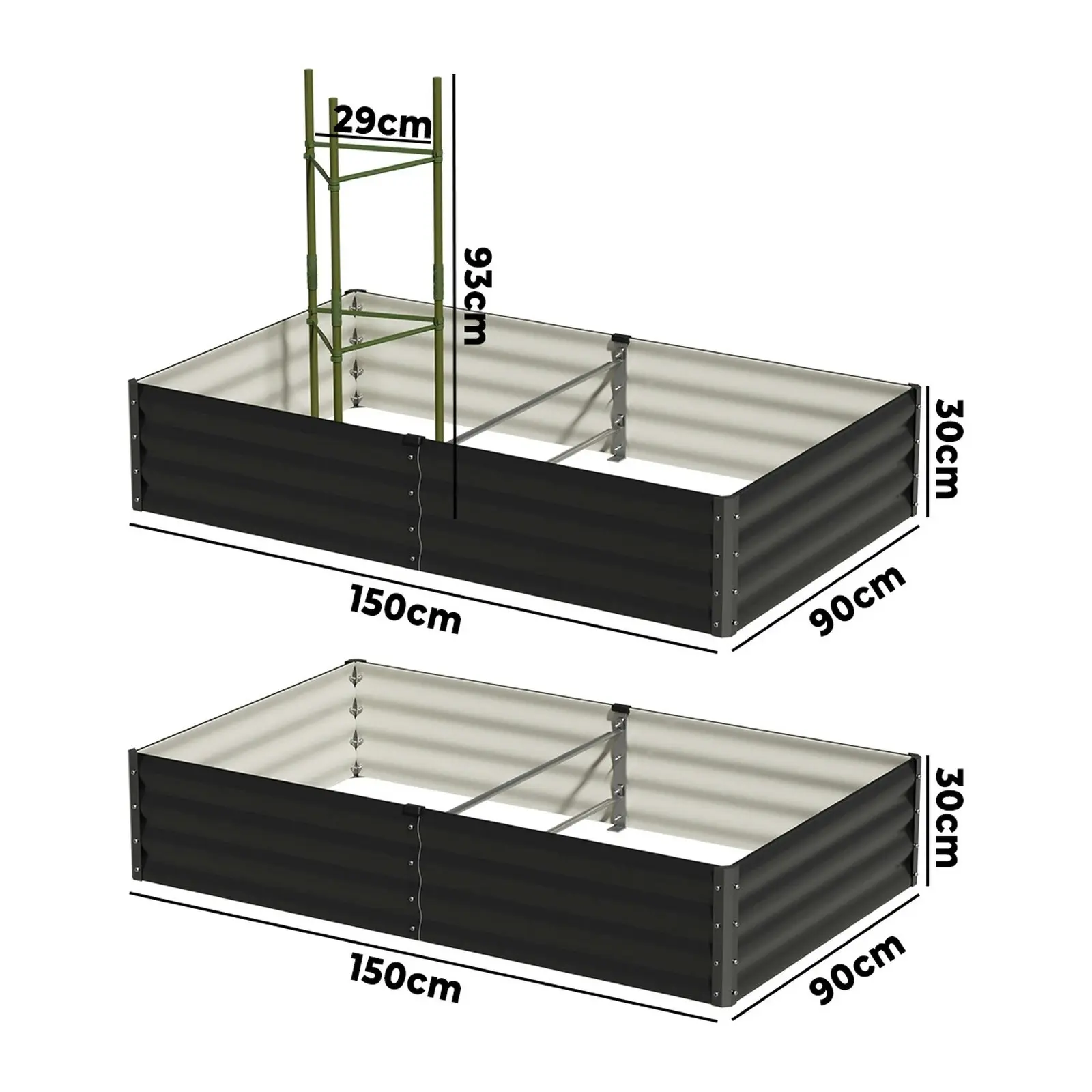 Livsip Garden Bed 290x90x30cm Planter Stand Box Raised Container Galvanise