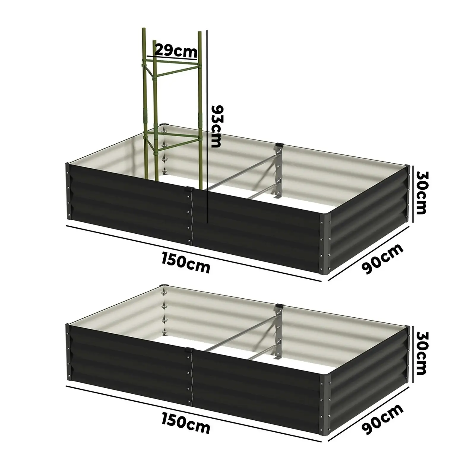 Livsip 4x Garden Bed 150x90x30cm Planter Stand Box Raised Container Galvanise