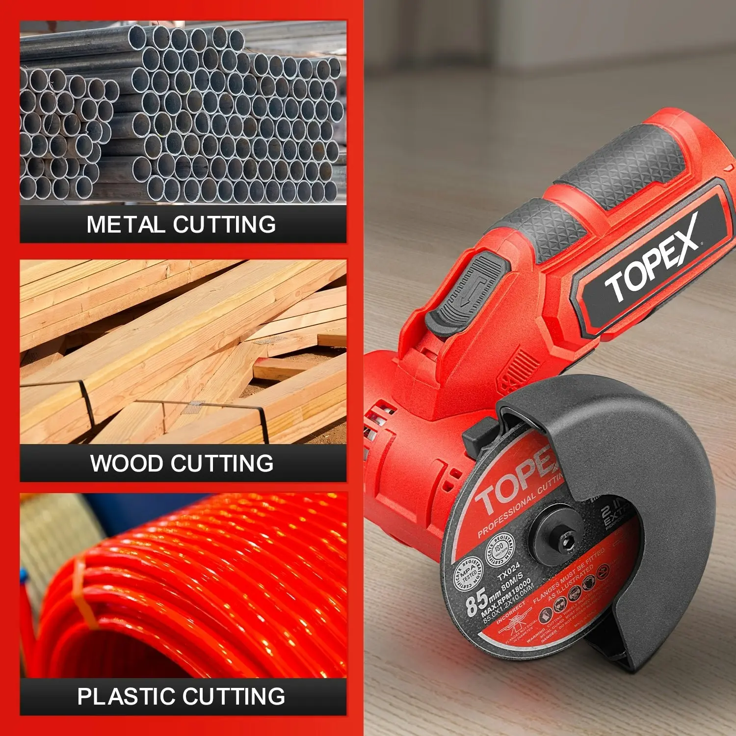 Topex 12V Cordless Angle Grinder Skin Only without Battery,with 2 Polishing disc & 1 Wrench for Metal and Wood