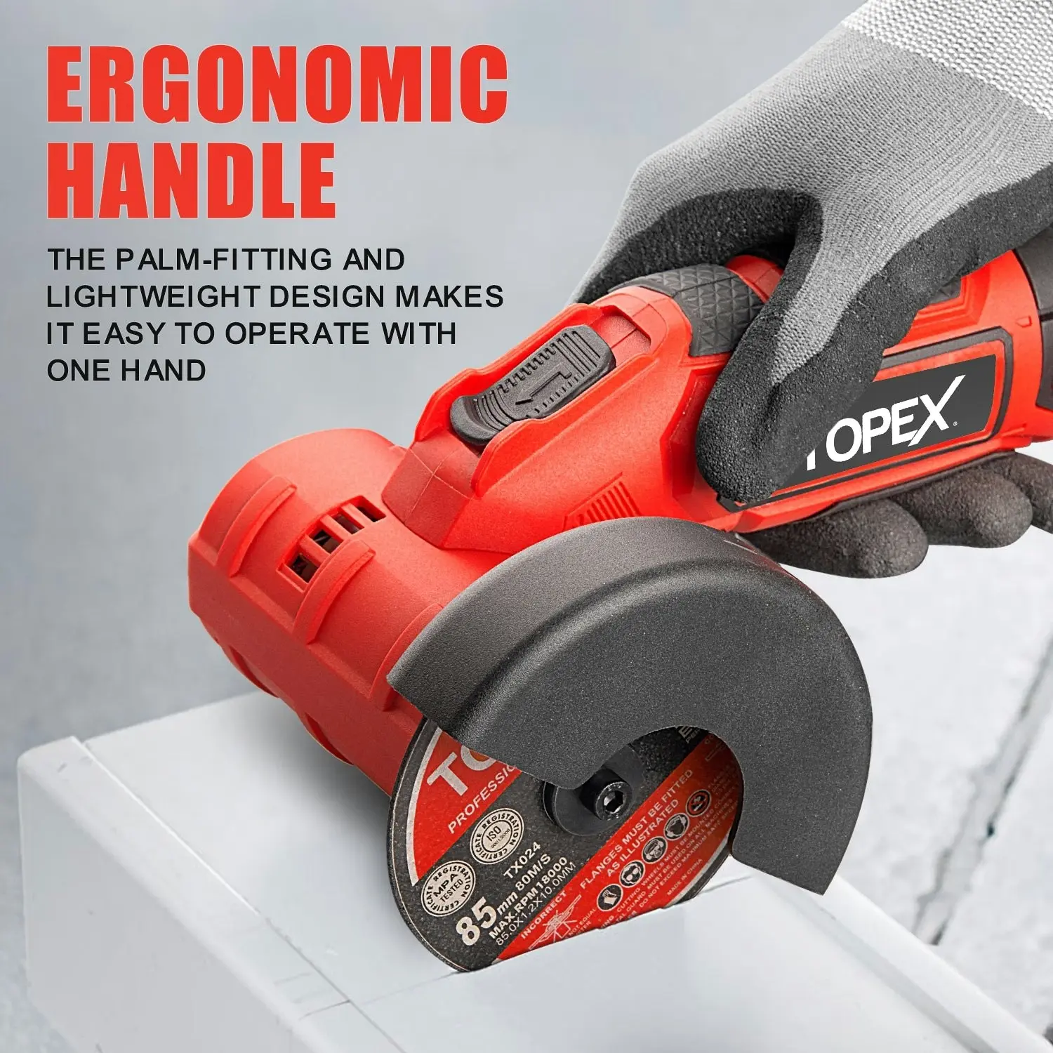 Topex 12V Cordless Angle Grinder Skin Only without Battery,with 2 Polishing disc & 1 Wrench for Metal and Wood