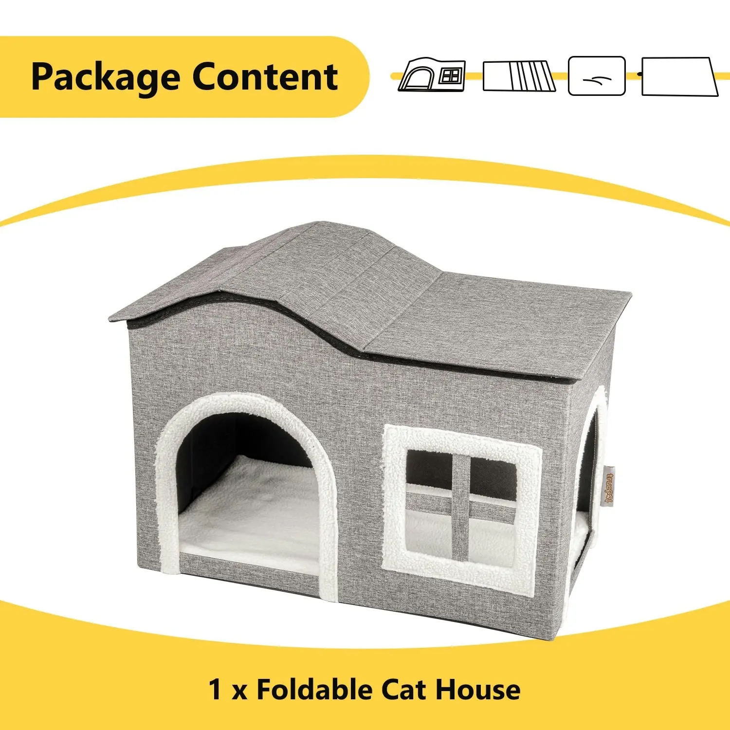 truepal Foldable Cat House Cat Cave Calming Cat Bed for Indoor Cats Washable Cat Condo with Window & Doorway Anti-tip Reinforced Design(XL Size)