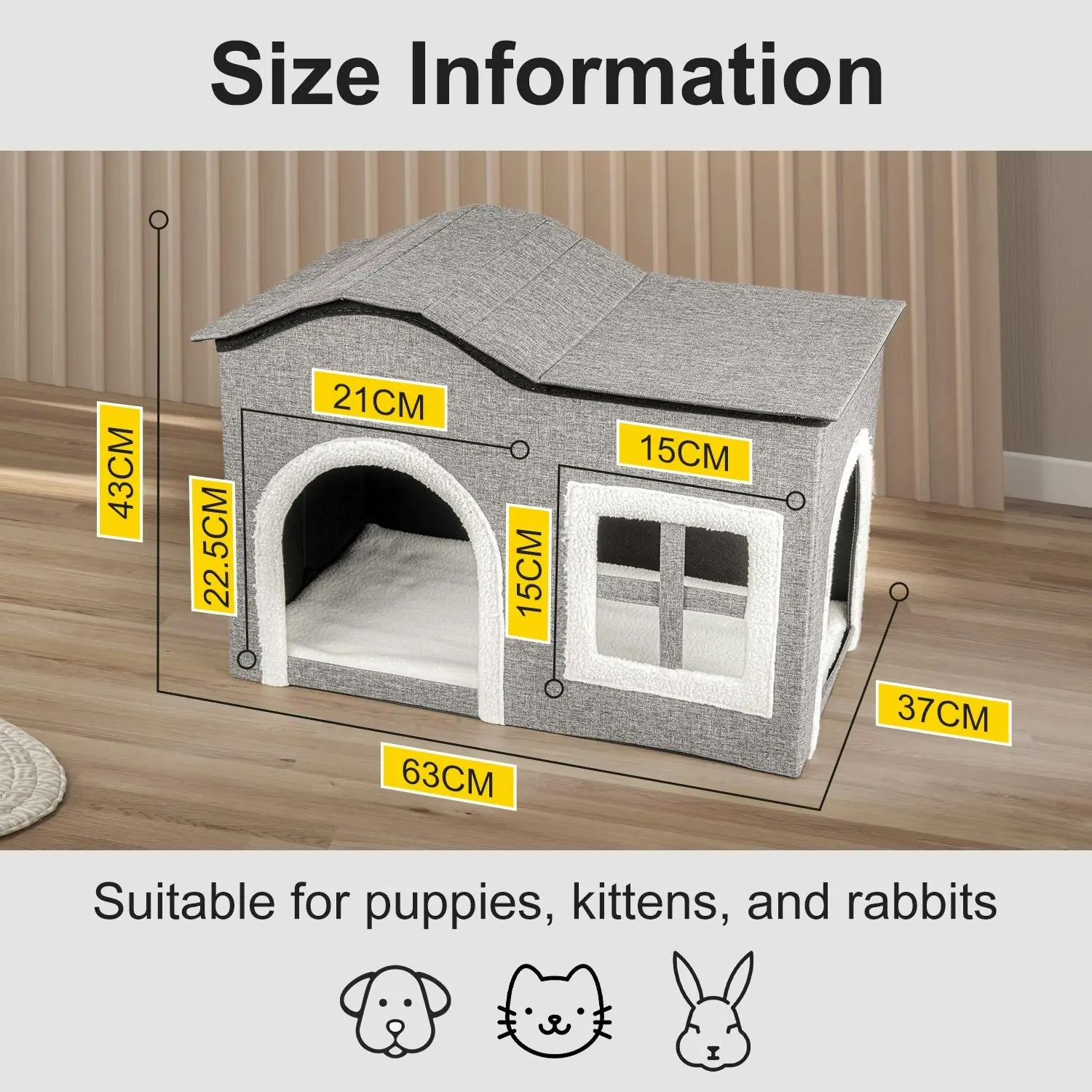 truepal Foldable Cat House Cat Cave Calming Cat Bed for Indoor Cats Washable Cat Condo with Window & Doorway Anti-tip Reinforced Design(XL Size)