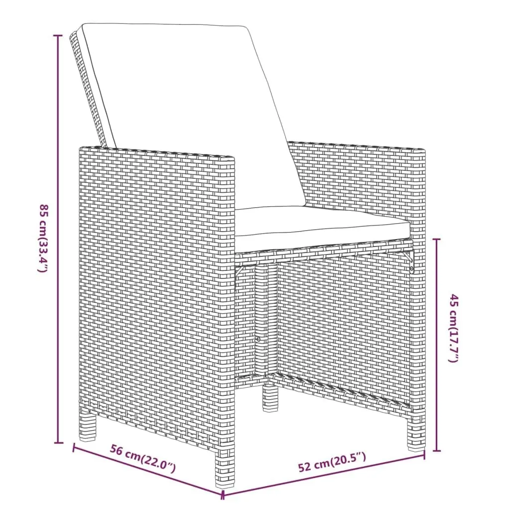 21 Piece Garden Dining Set with Cushions Grey Poly Rattan 3095673