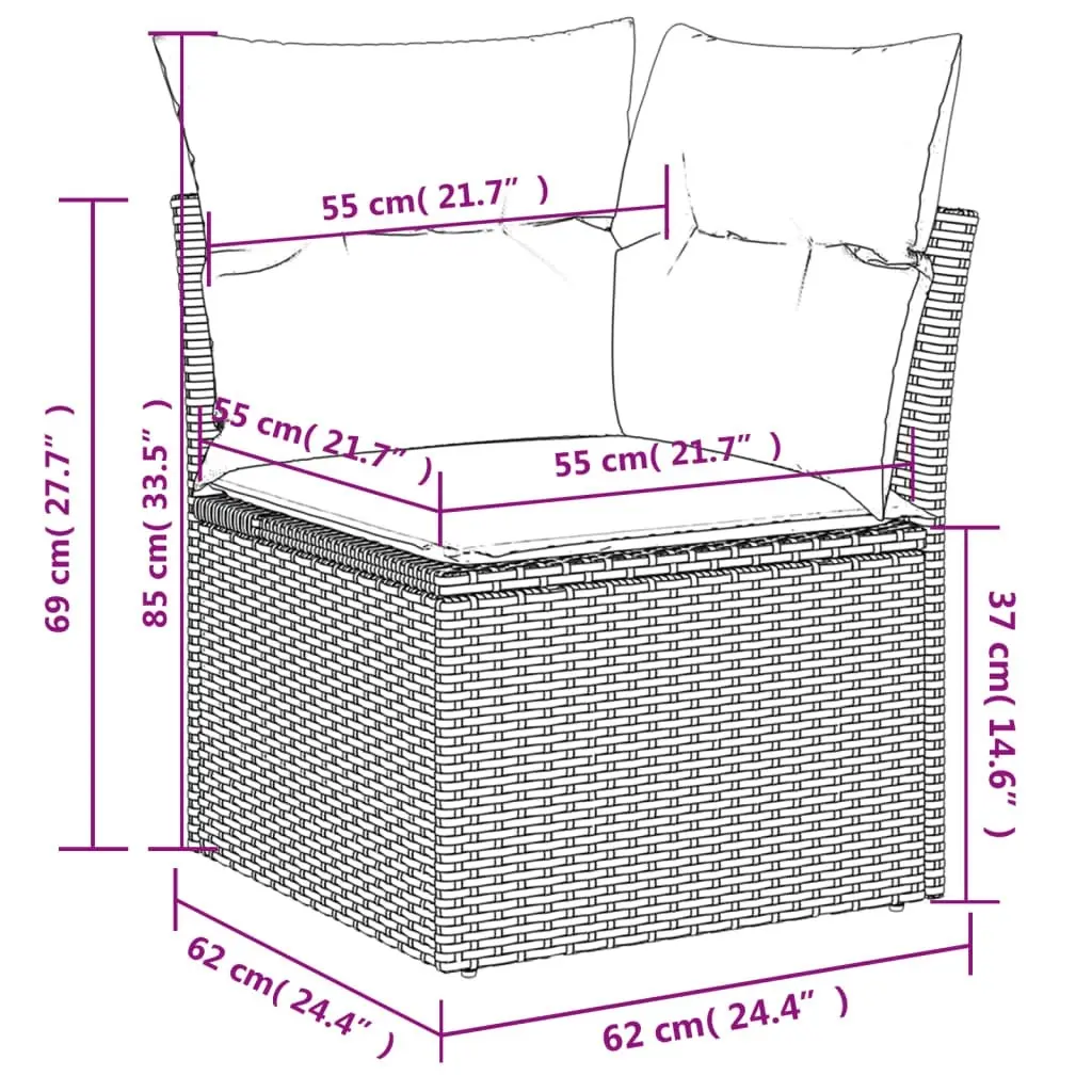 10 Piece Garden Sofa Set with Cushions Black Poly Rattan 3220704