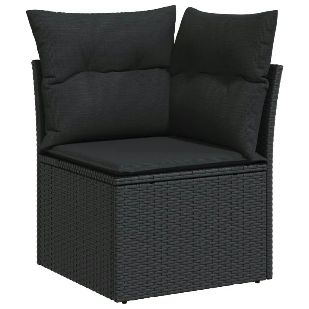 10 Piece Garden Sofa Set with Cushions Black Poly Rattan 3220704