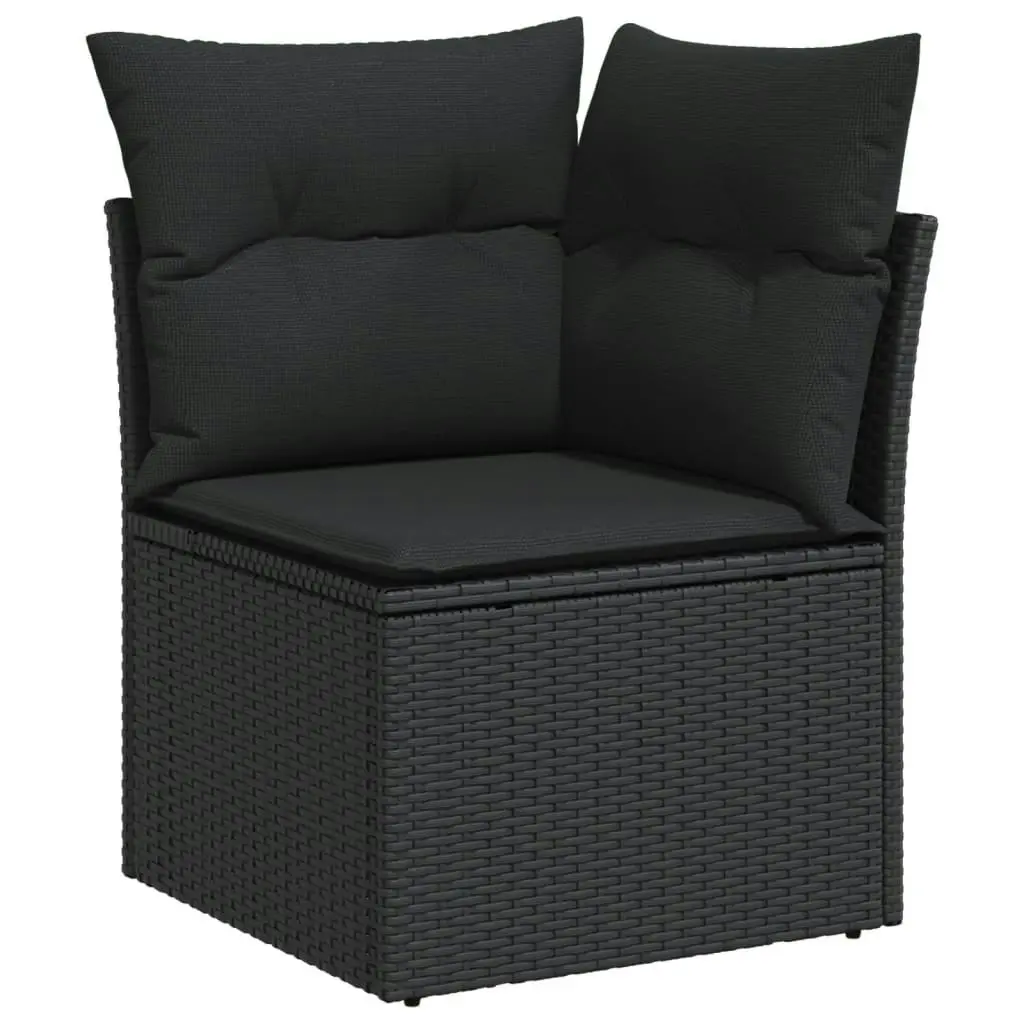 11 Piece Garden Sofa Set with Cushions Black Poly Rattan 3227763