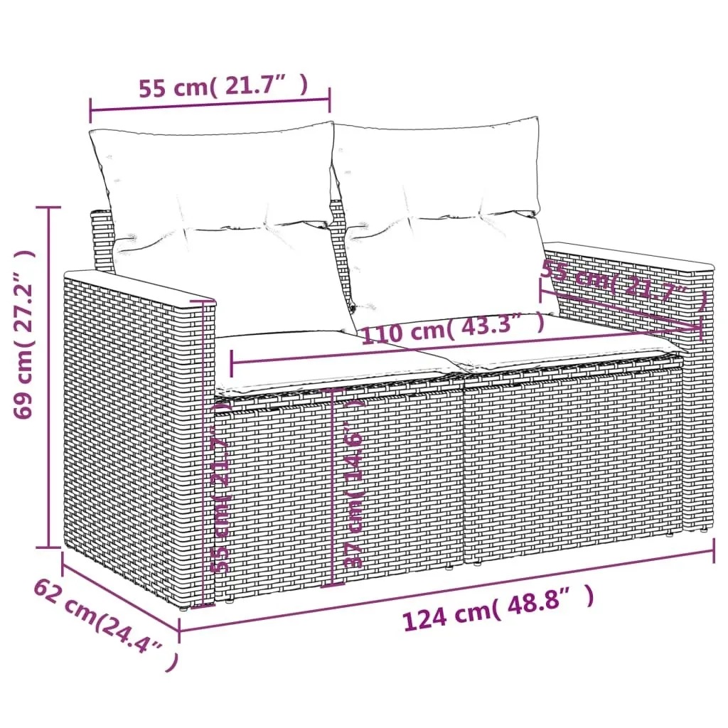 11 Piece Garden Sofa Set with Cushions Black Poly Rattan 3226566