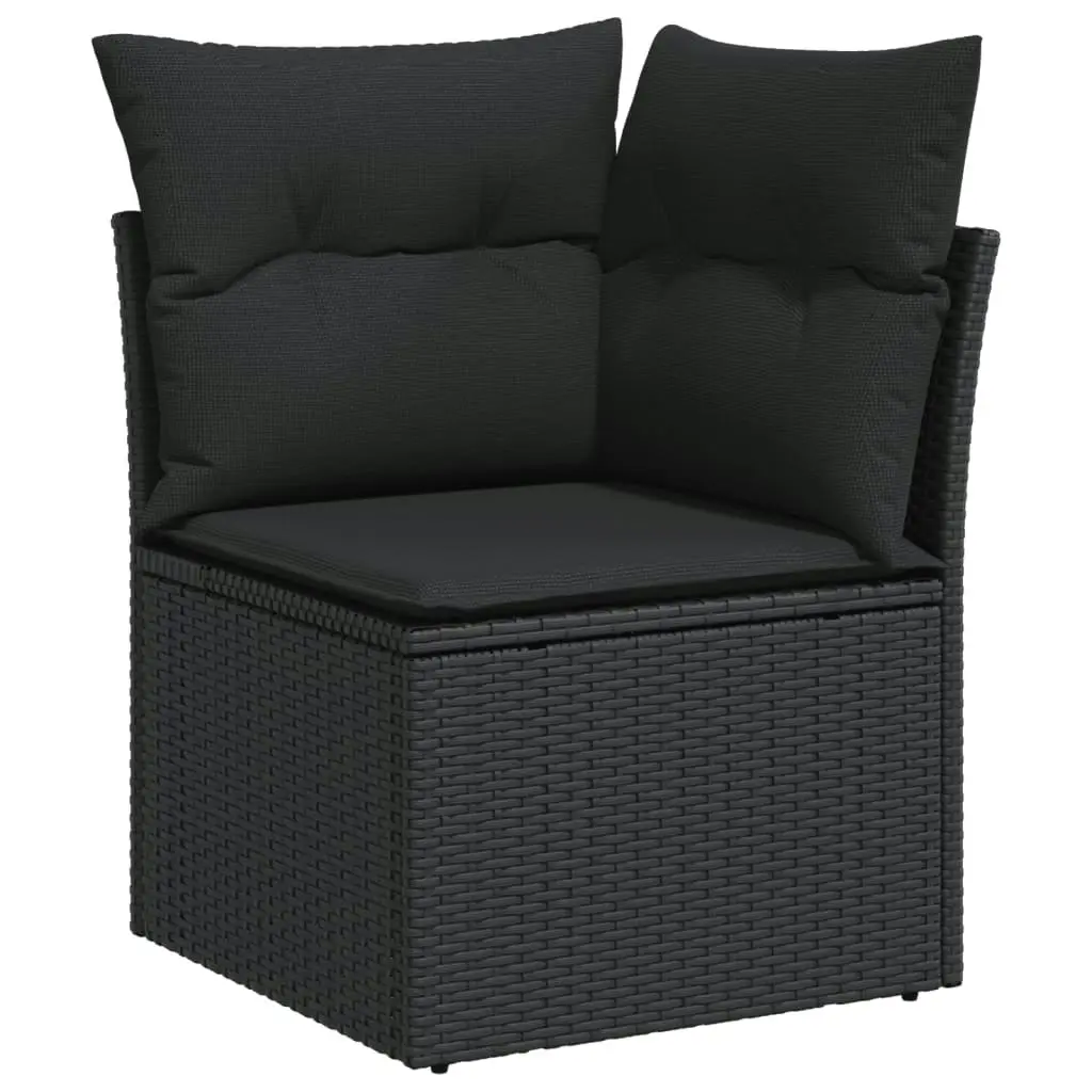 12 Piece Garden Sofa Set with Cushions Black Poly Rattan 3226440