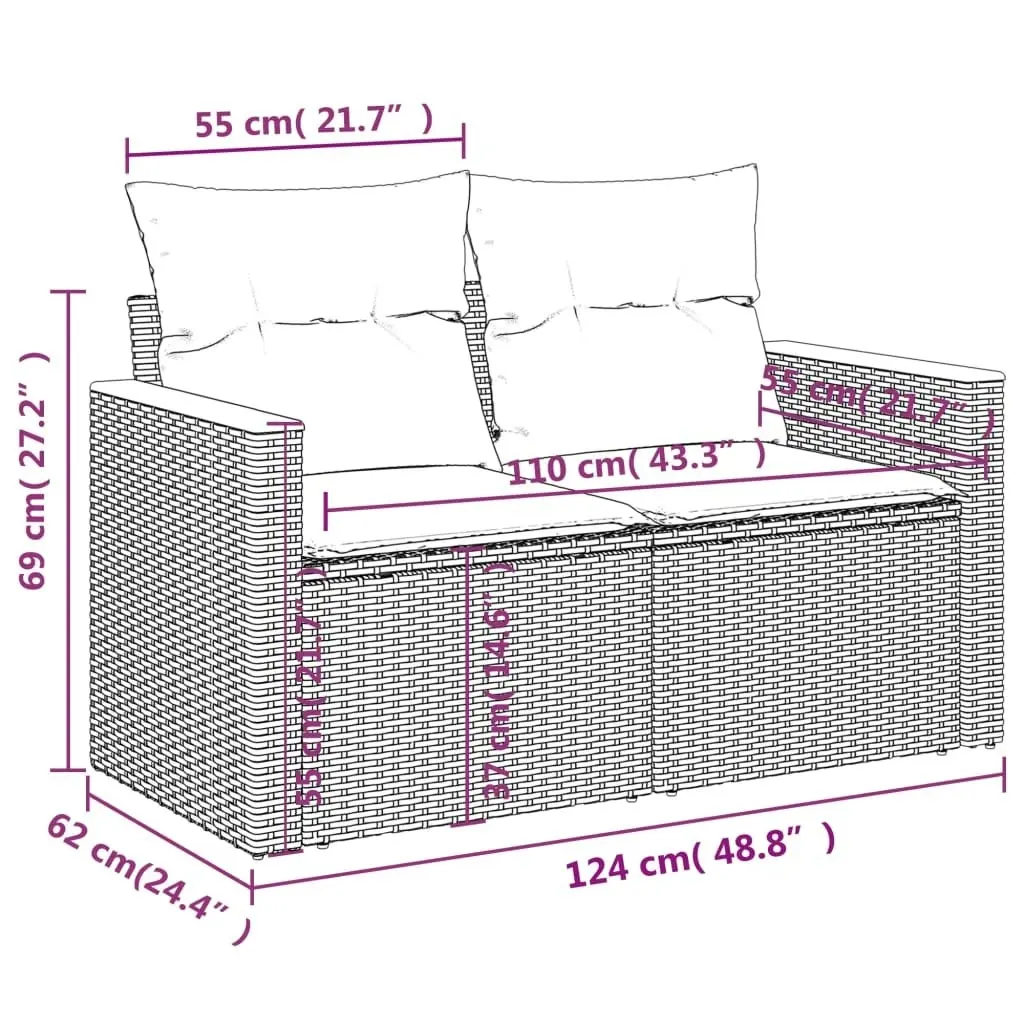 12 Piece Garden Sofa Set with Cushions Black Poly Rattan 3226440