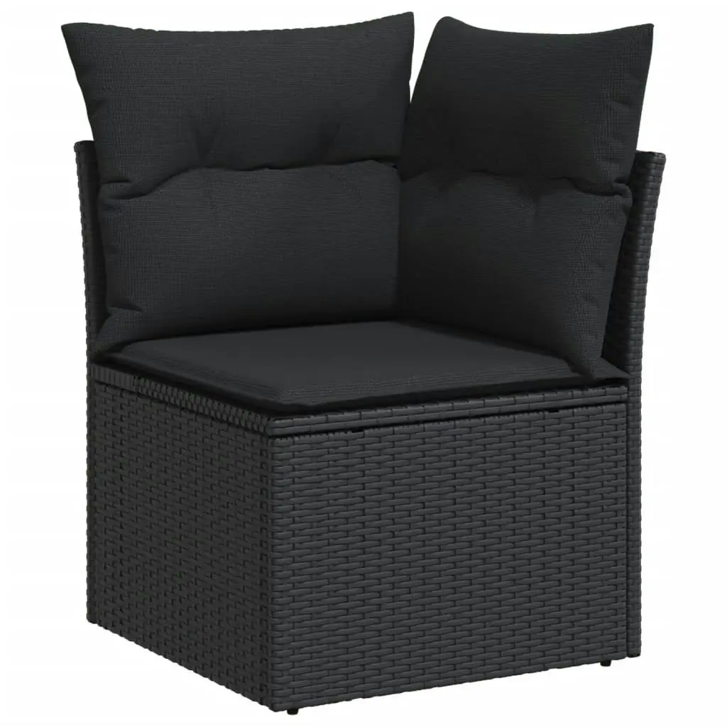 12 Piece Garden Sofa Set with Cushions Black Poly Rattan 3226510