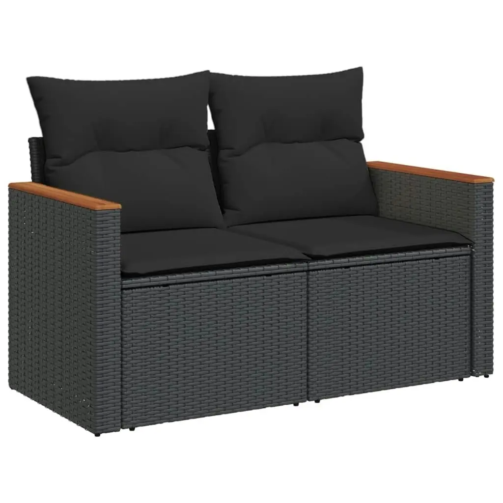 12 Piece Garden Sofa Set with Cushions Black Poly Rattan 3226510