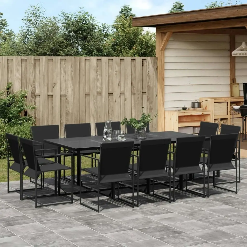 13 Piece Garden Dining Set Black Textilene 3295125