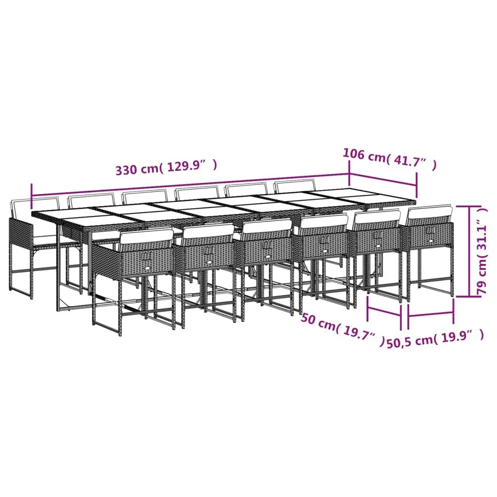 13 Piece Garden Dining Set with Cushions Light Grey Poly Rattan 3211307