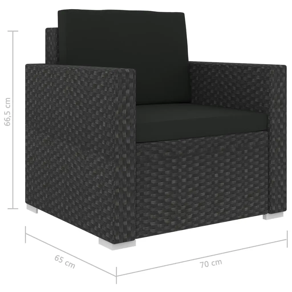 13 Piece Garden Lounge Set with Cushions Poly Rattan Black 46760