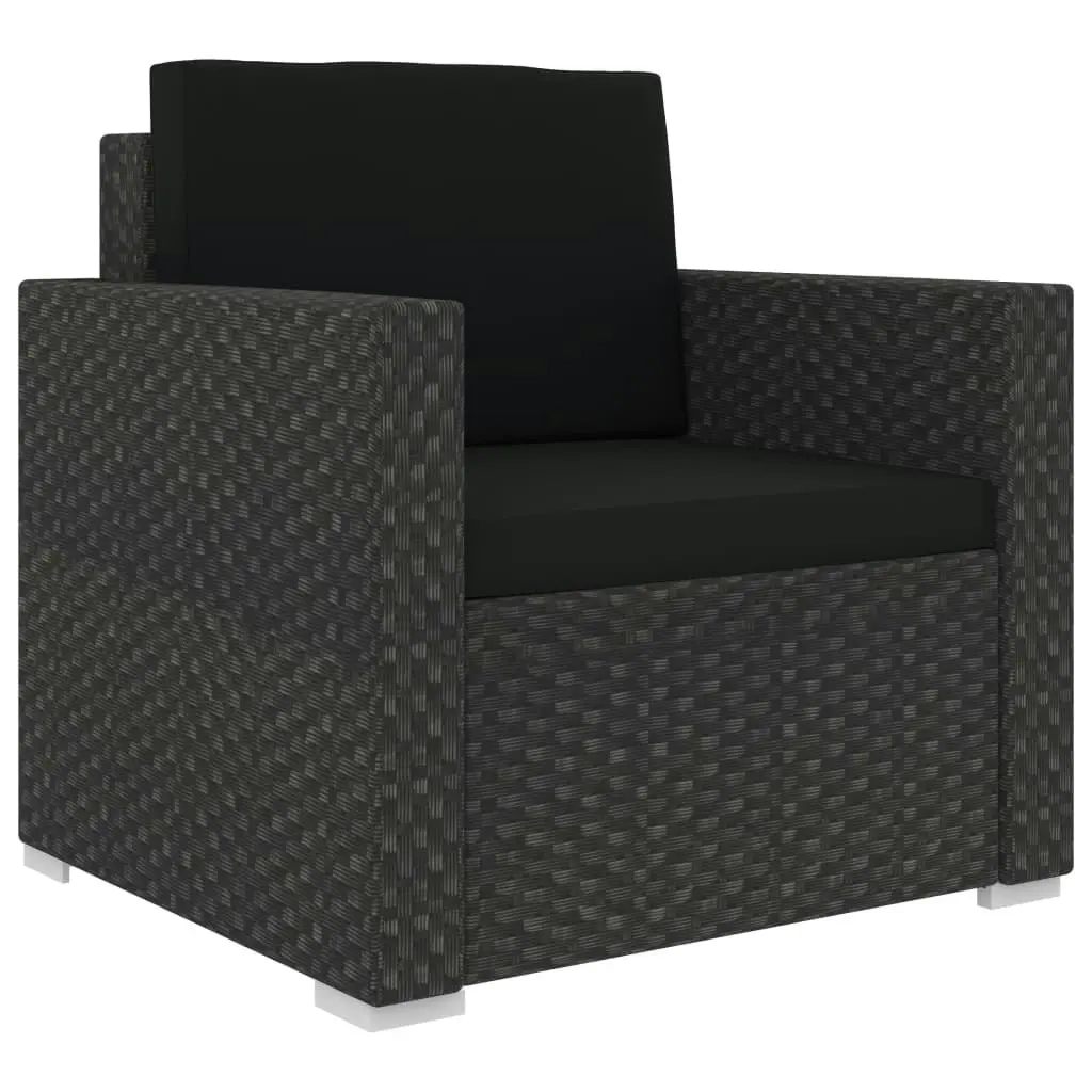 13 Piece Garden Lounge Set with Cushions Poly Rattan Black 46760