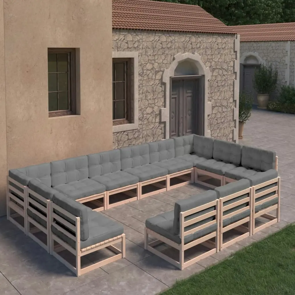 13 Piece Garden Lounge Set with Cushions Solid Pinewood 3077244