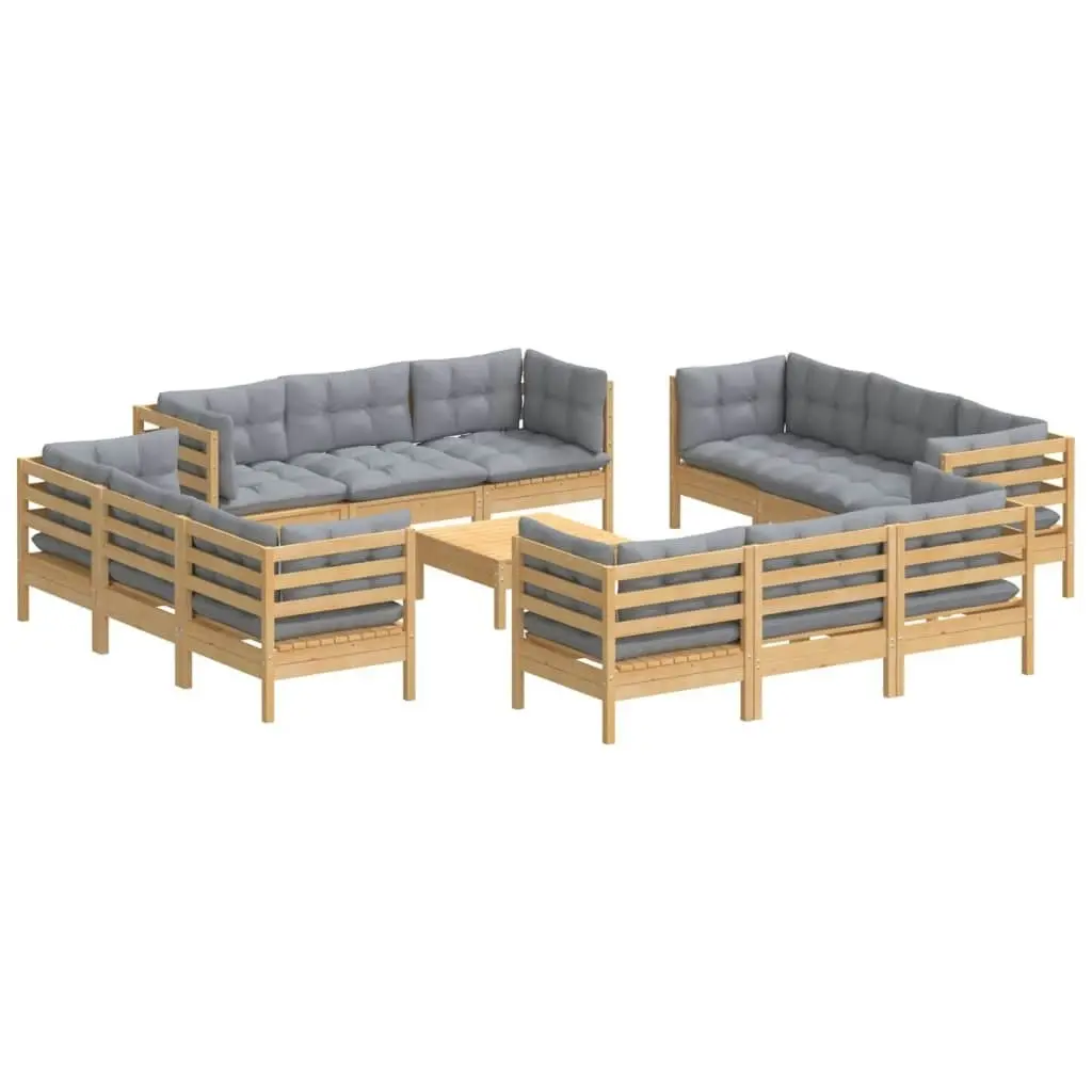 13 Piece Garden Lounge Set with Grey Cushions Pinewood 3096069