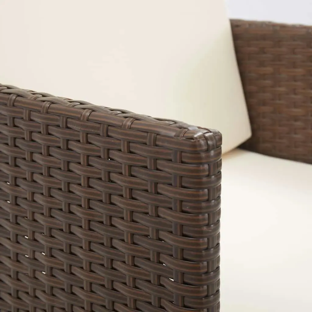 15 Piece Outdoor Dining Set with Cushions Poly Rattan Brown 46421