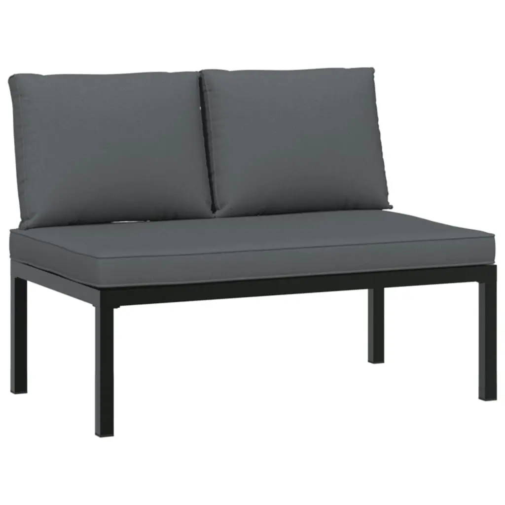 2 Piece Garden Sofa Set with Cushions Black Aluminium 3283703