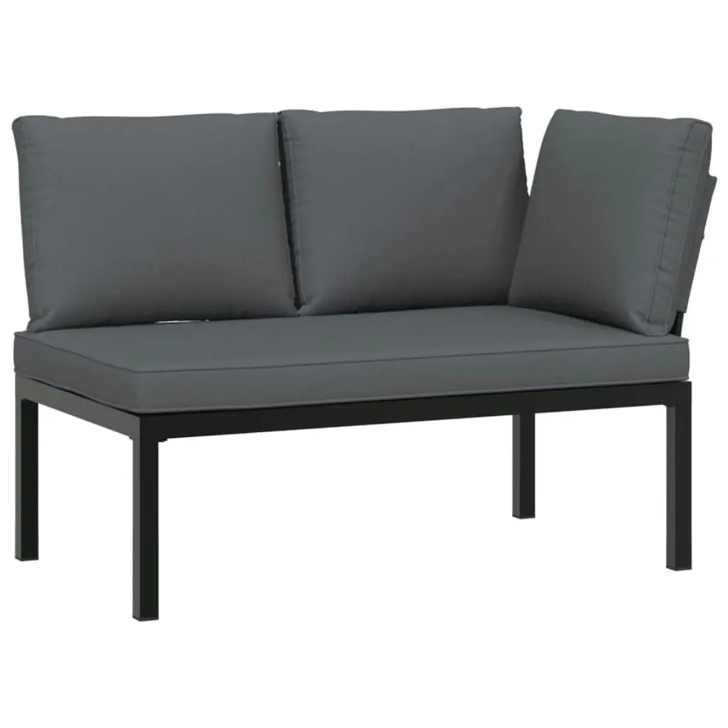 2 Piece Garden Sofa Set with Cushions Black Aluminium 3283684